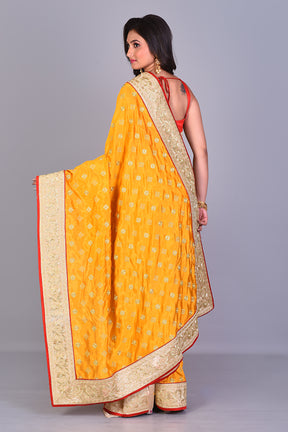 Yellow & Blue Patli Pallu Silk Saree - Keya Seth Exclusive