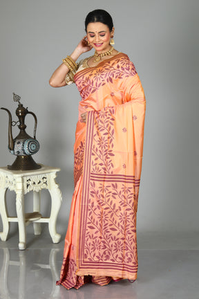 Peach Blended Kantha Silk Saree