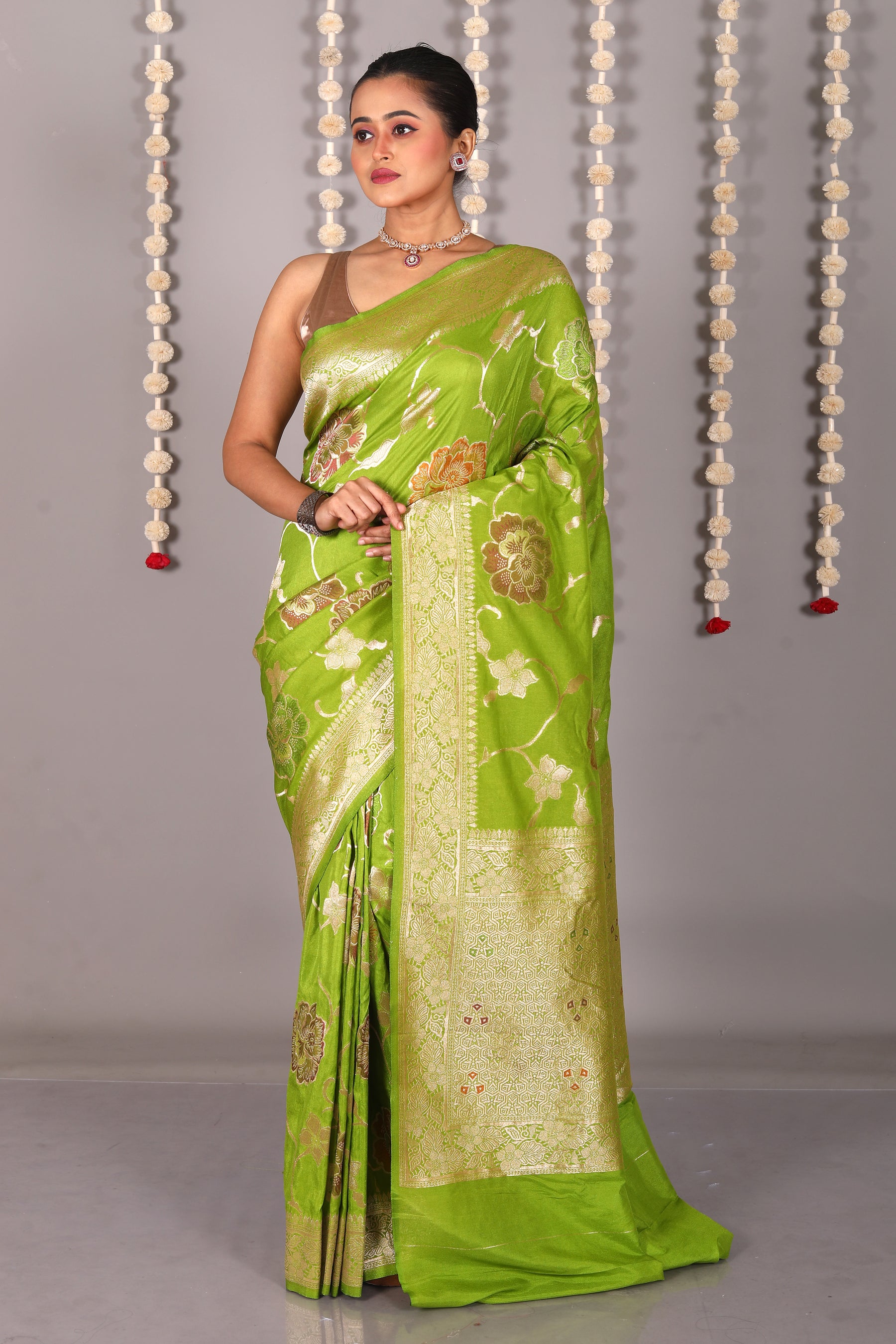 Green Blended Khaddi Saree - Keya Seth Exclusive