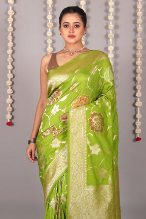 Green Blended Khaddi Saree - Keya Seth Exclusive