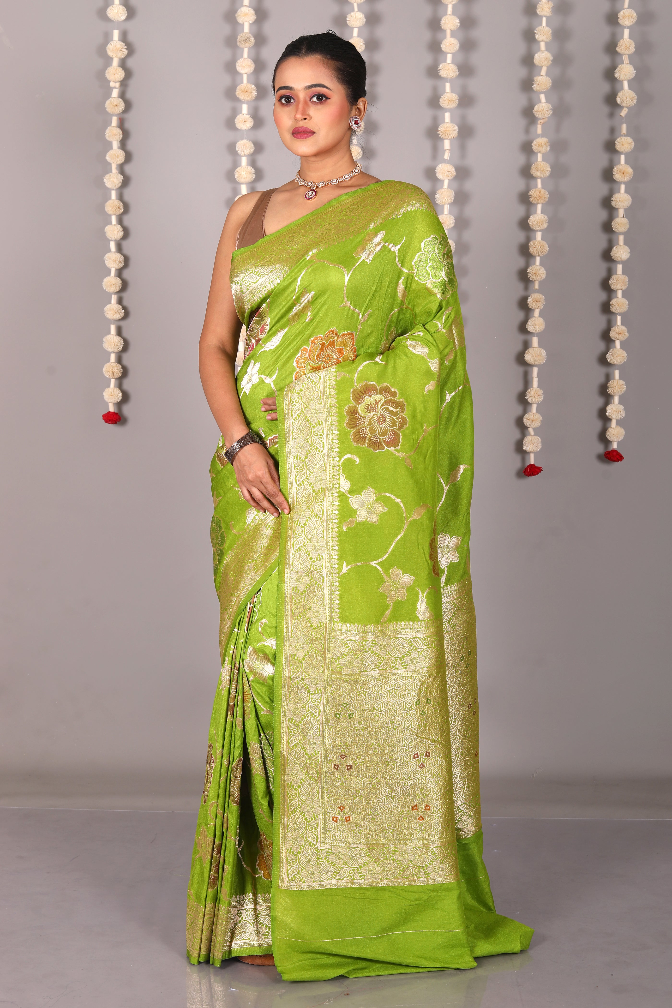 Green Blended Khaddi Saree - Keya Seth Exclusive