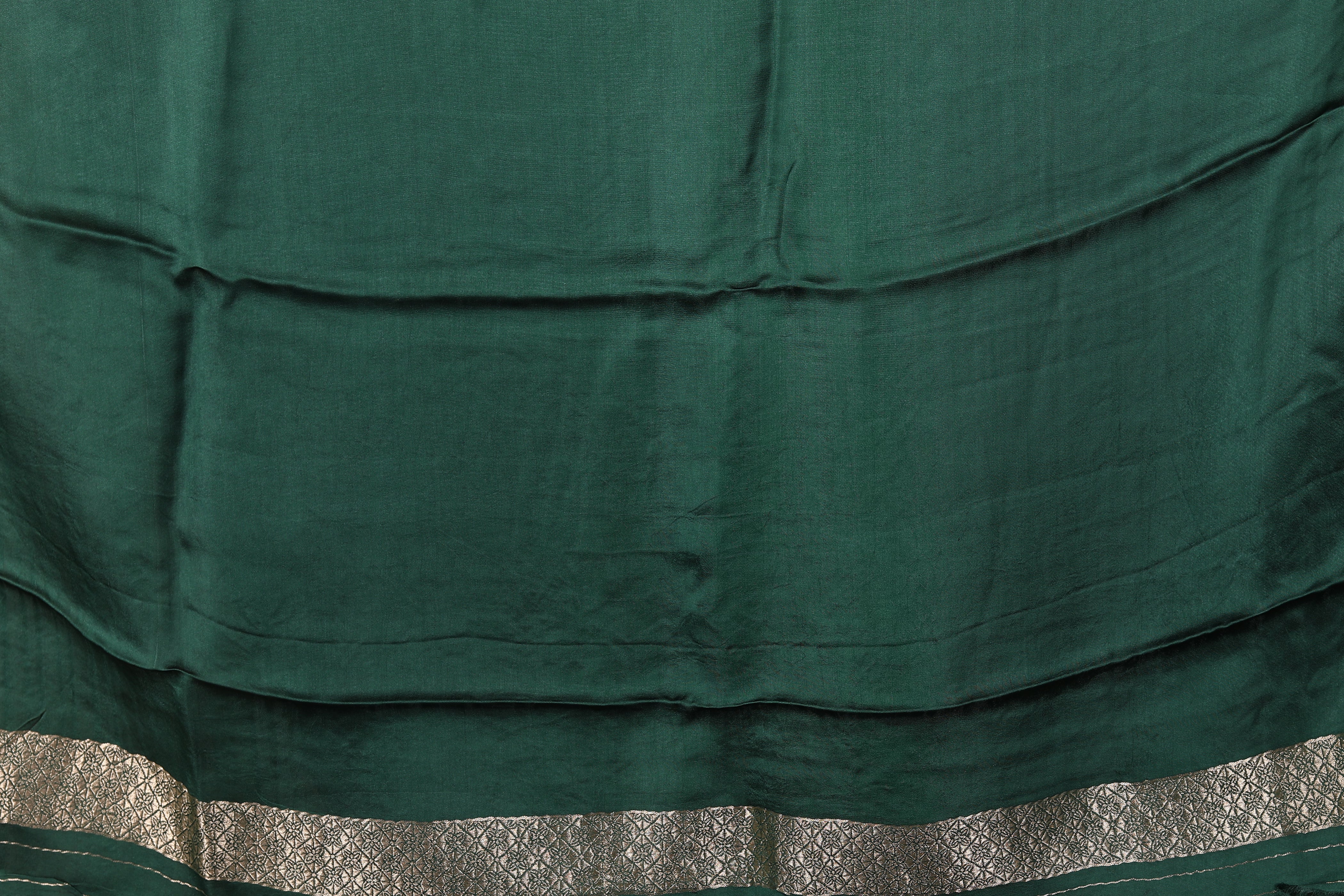 Bottle Green Blended Satin Silk Saree - Keya Seth Exclusive