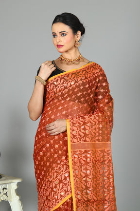 Rust Jamdani Saree