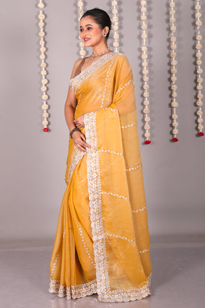 Mustard Blended Organza Saree - Keya Seth Exclusive