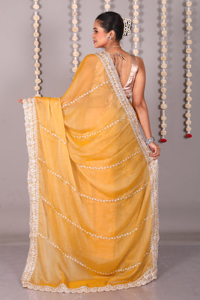 Mustard Blended Organza Saree - Keya Seth Exclusive