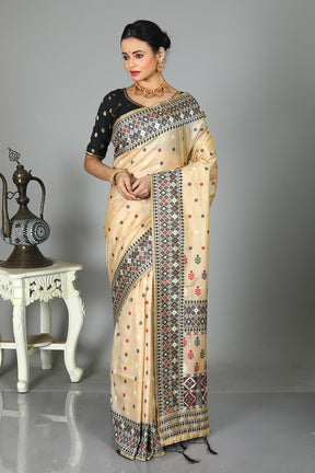 Offwhite Blended Tussar Silk Saree