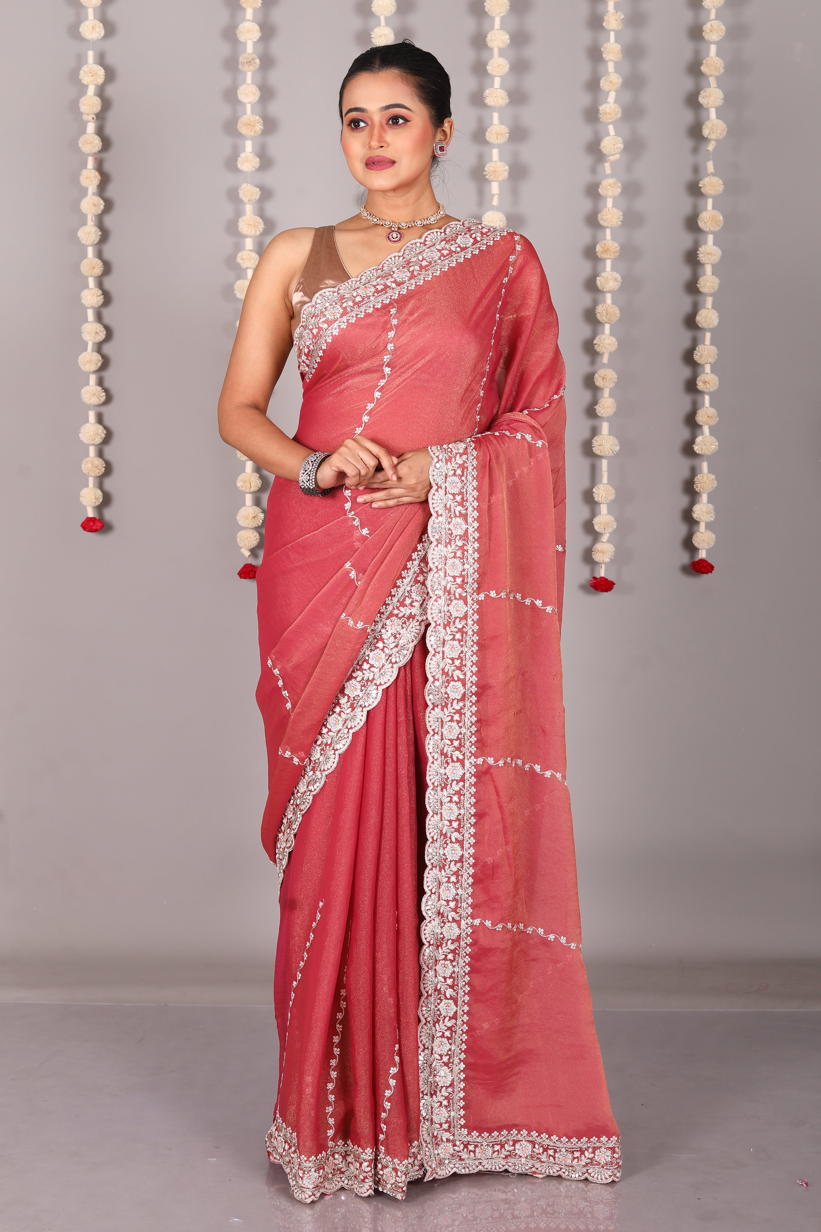 Pink Blended Organza Saree - Keya Seth Exclusive