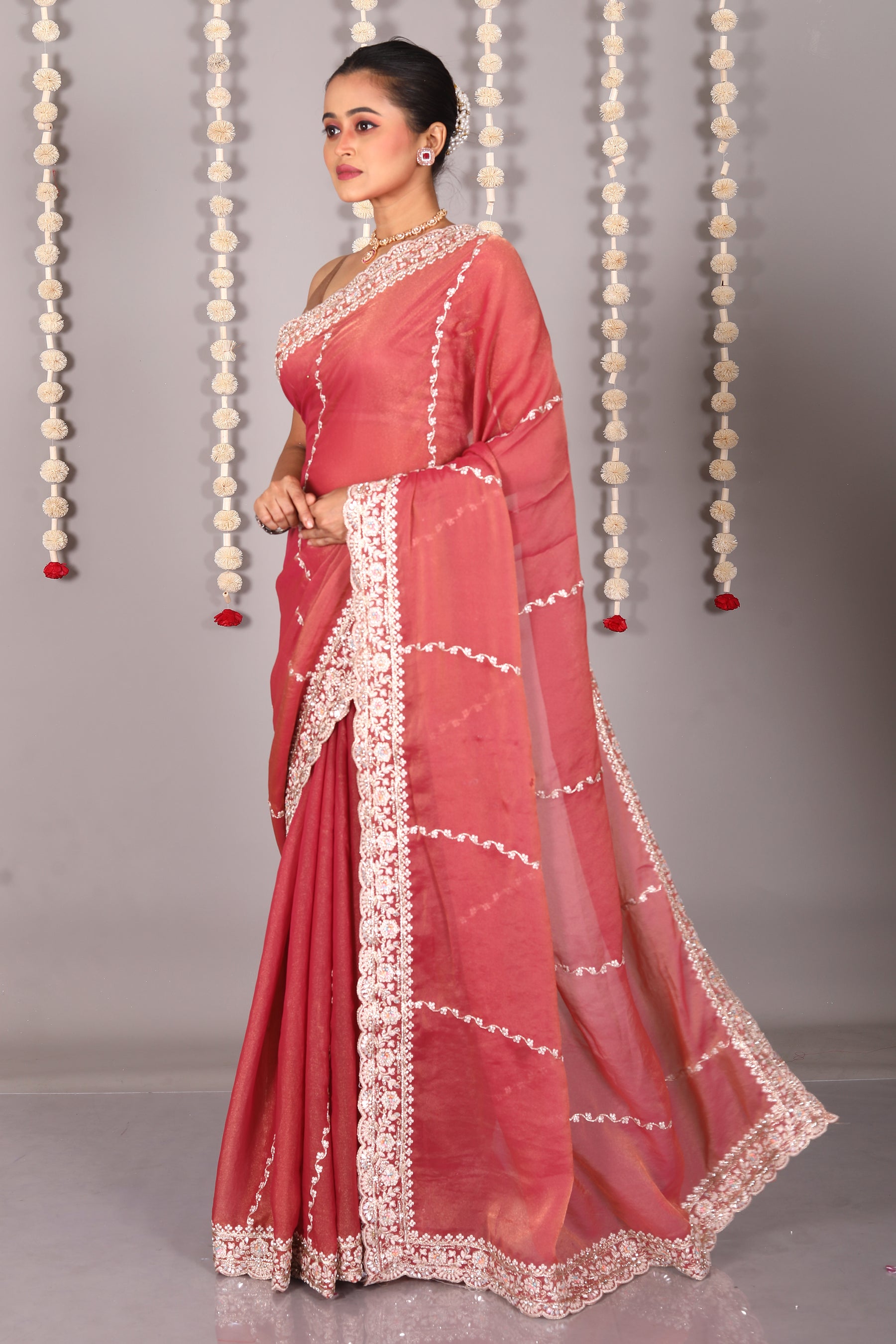 Pink Blended Organza Saree - Keya Seth Exclusive
