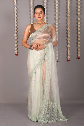 Green Pure Jimmy Choo Saree - Keya Seth Exclusive