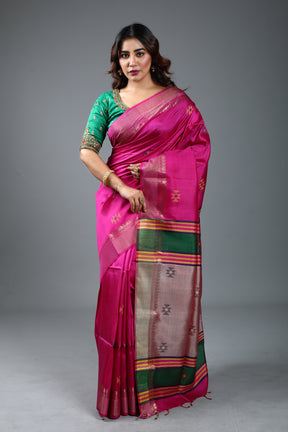 Pink Pure Handloom Silk Saree