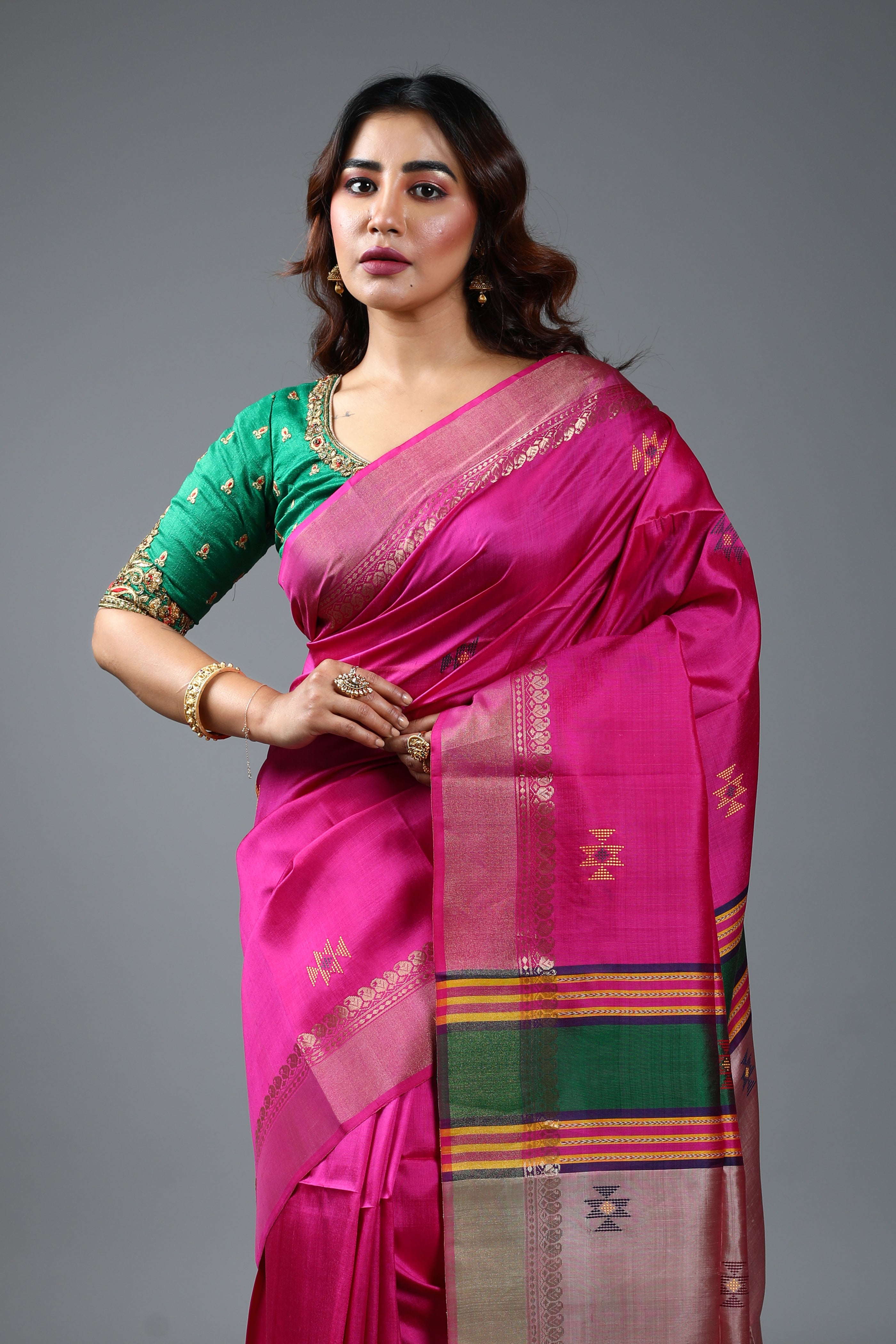 Pink Pure Handloom Silk Saree