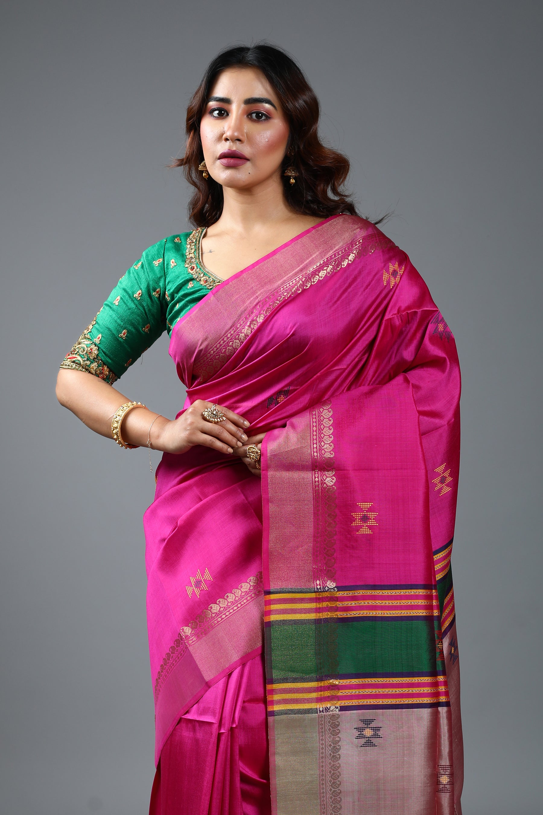 Pink Pure Handloom Silk Saree