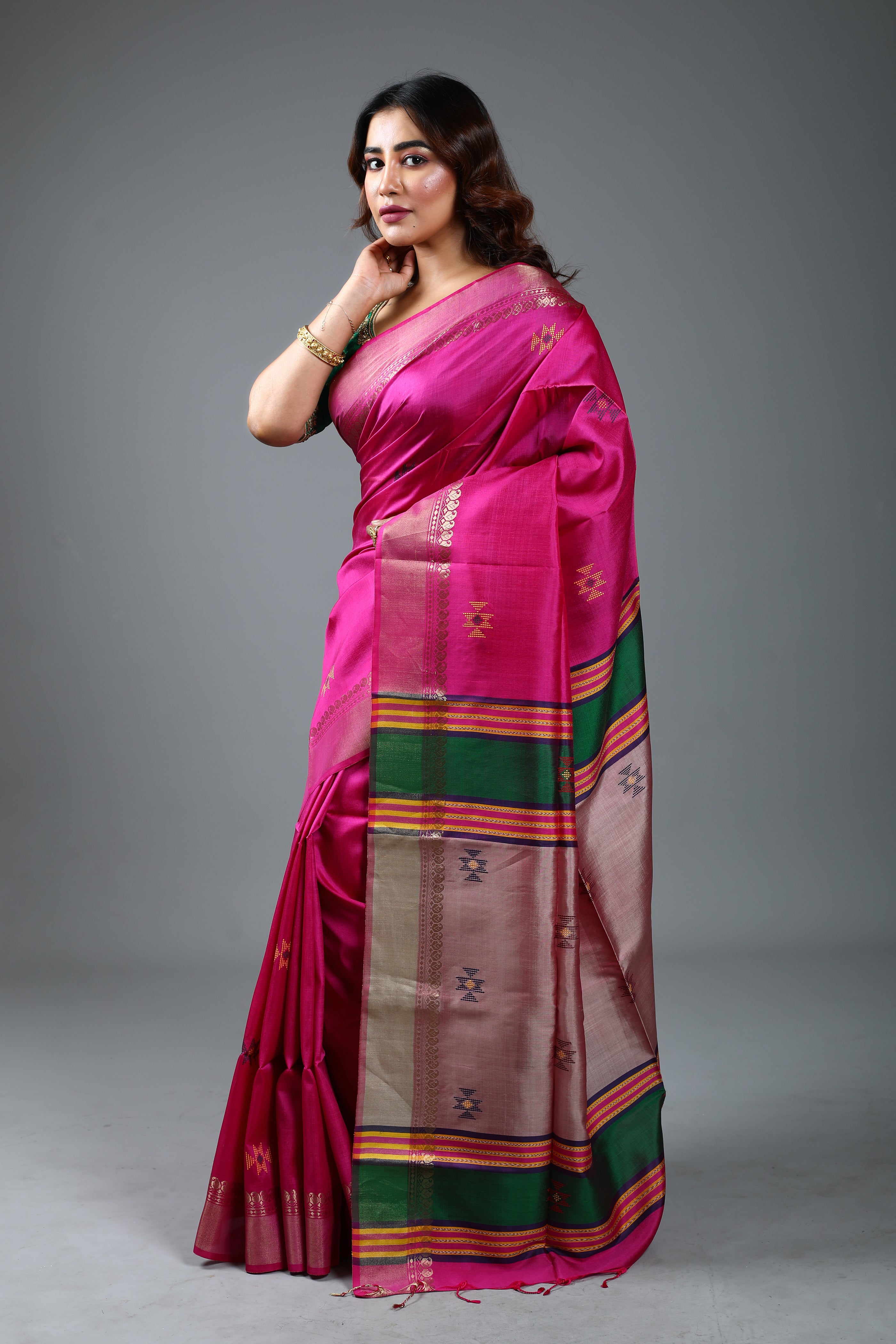 Pink Pure Handloom Silk Saree