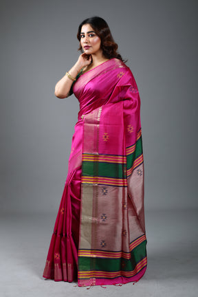 Pink Pure Handloom Silk Saree