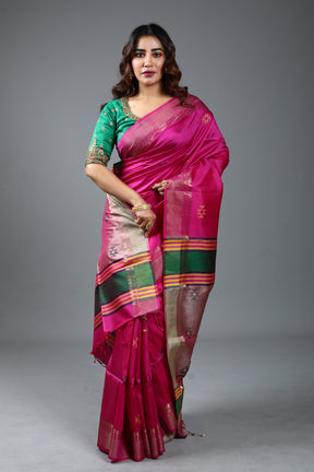 Pink Pure Handloom Silk Saree