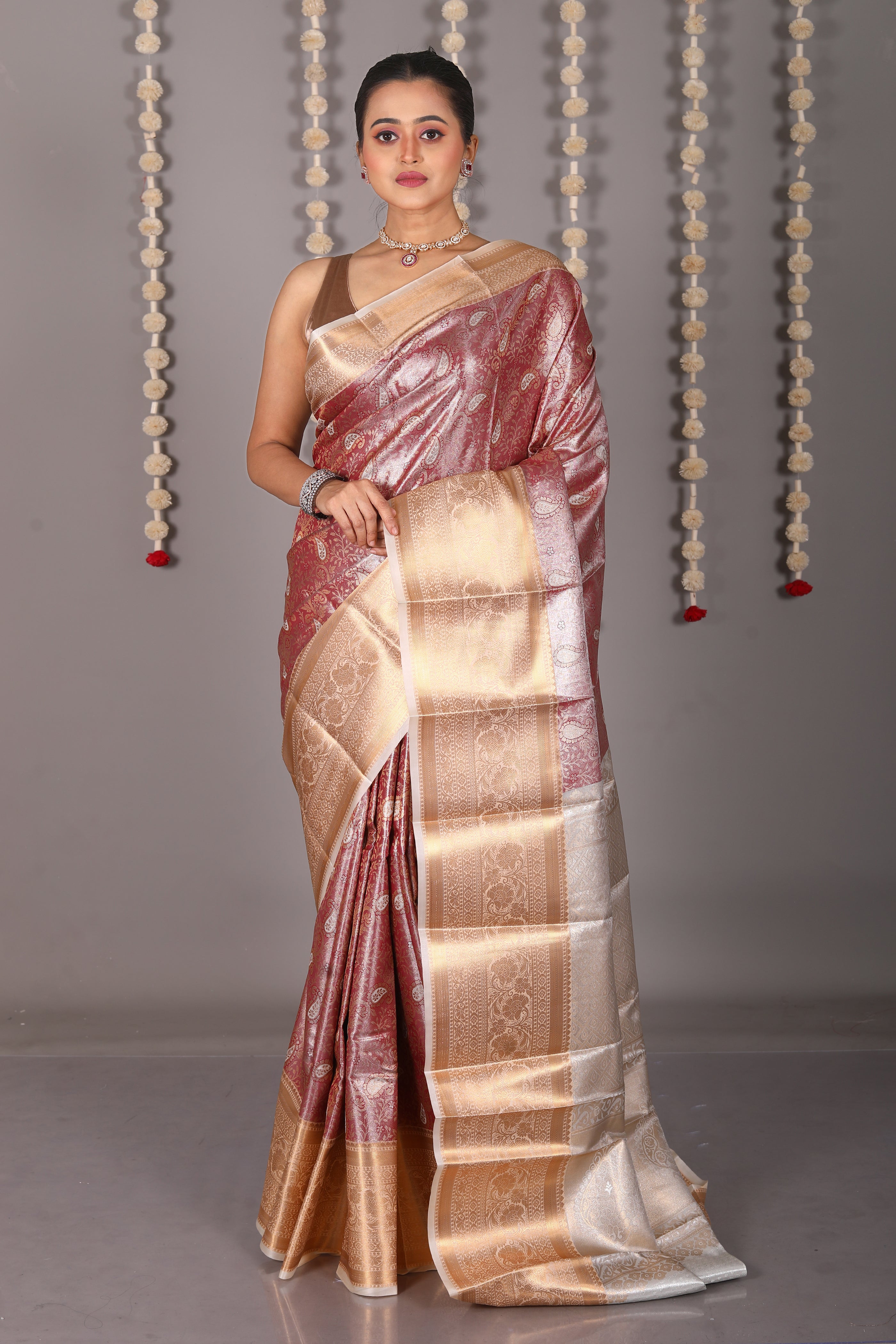 Pink Blended Tissue Kanjivaram Saree - Keya Seth Exclusive