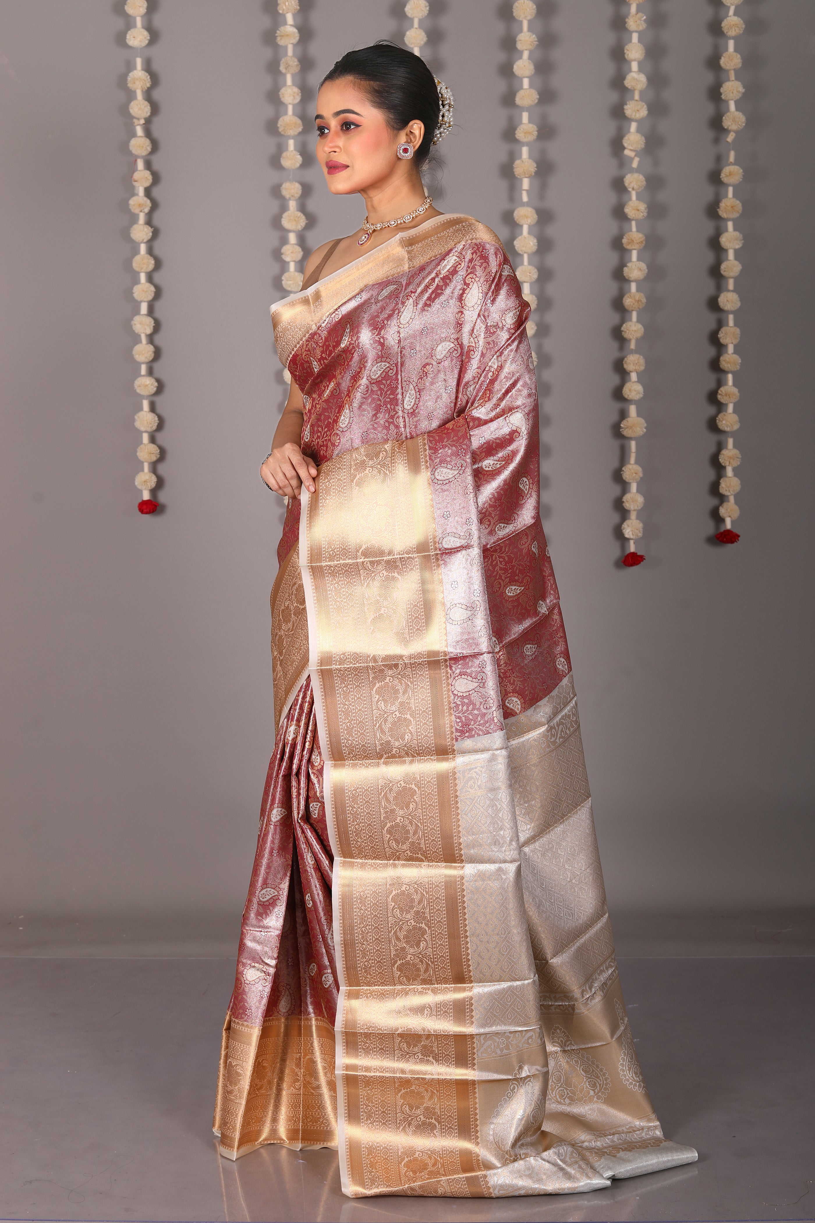 Pink Blended Tissue Kanjivaram Saree - Keya Seth Exclusive