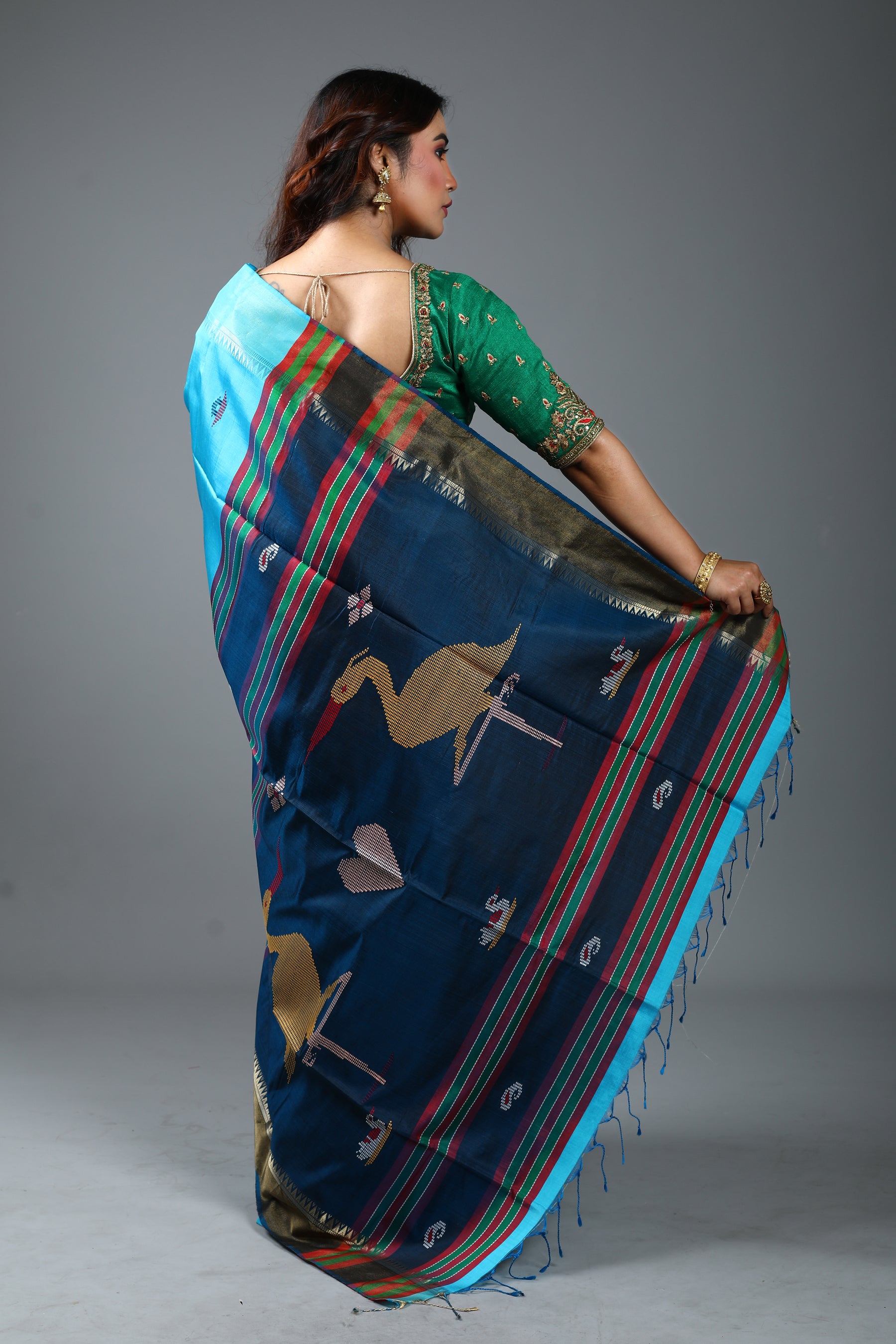 Sky Blue Pure Handloom Silk Saree