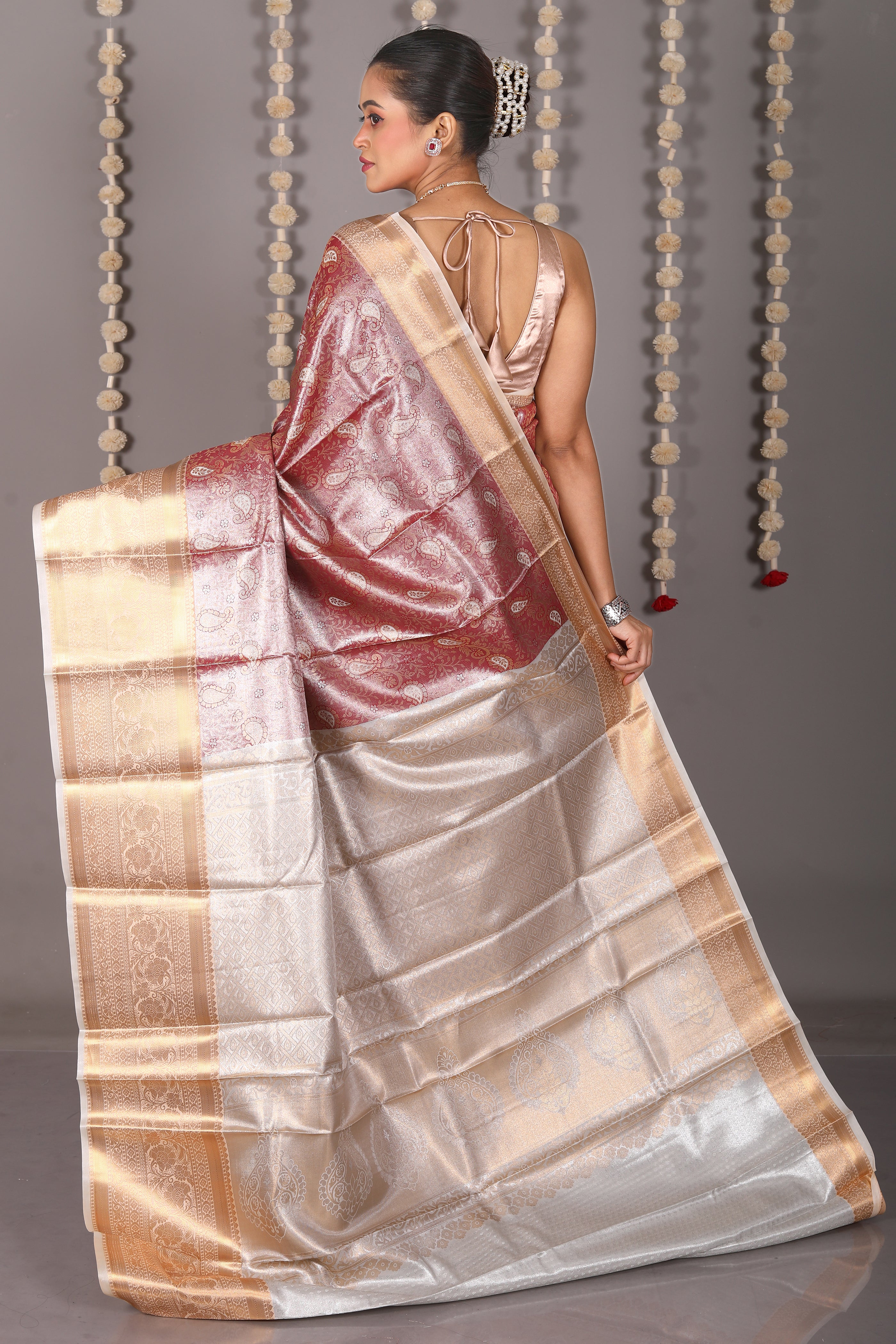 Pink Blended Tissue Kanjivaram Saree - Keya Seth Exclusive