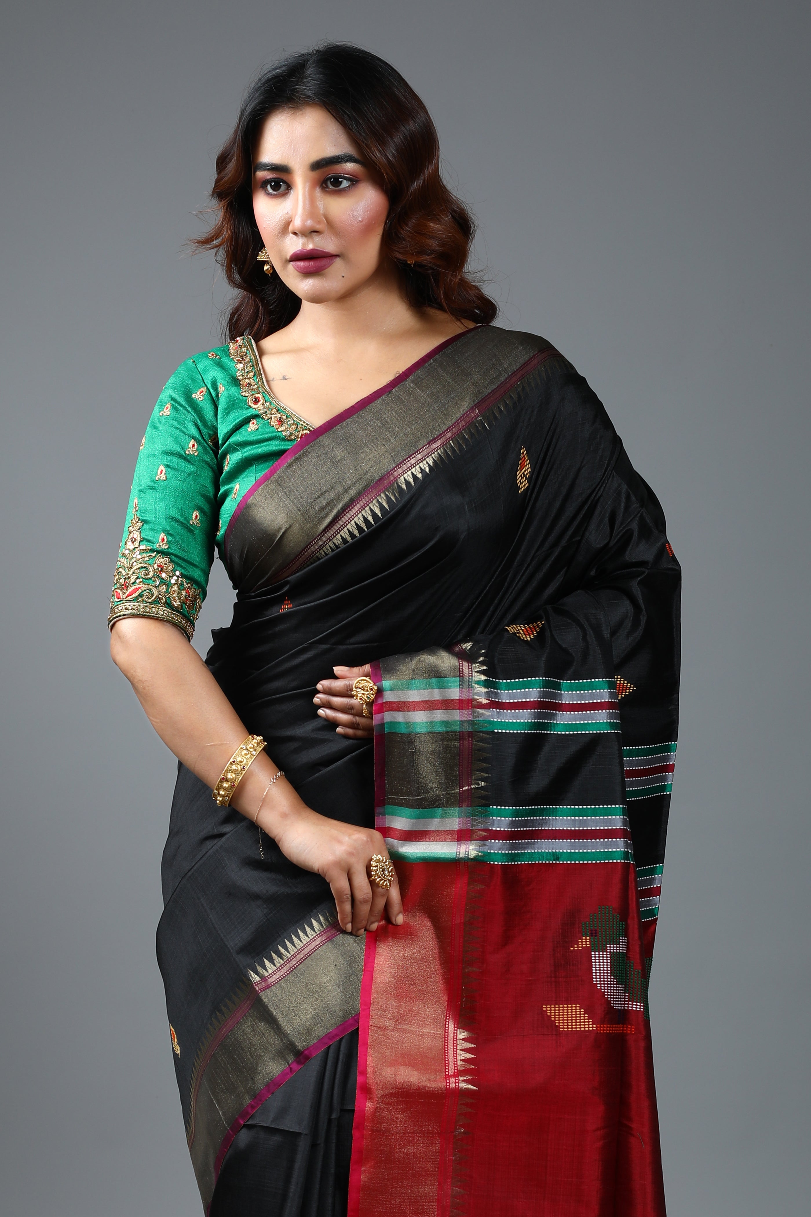 Black Pure Handloom Silk Saree