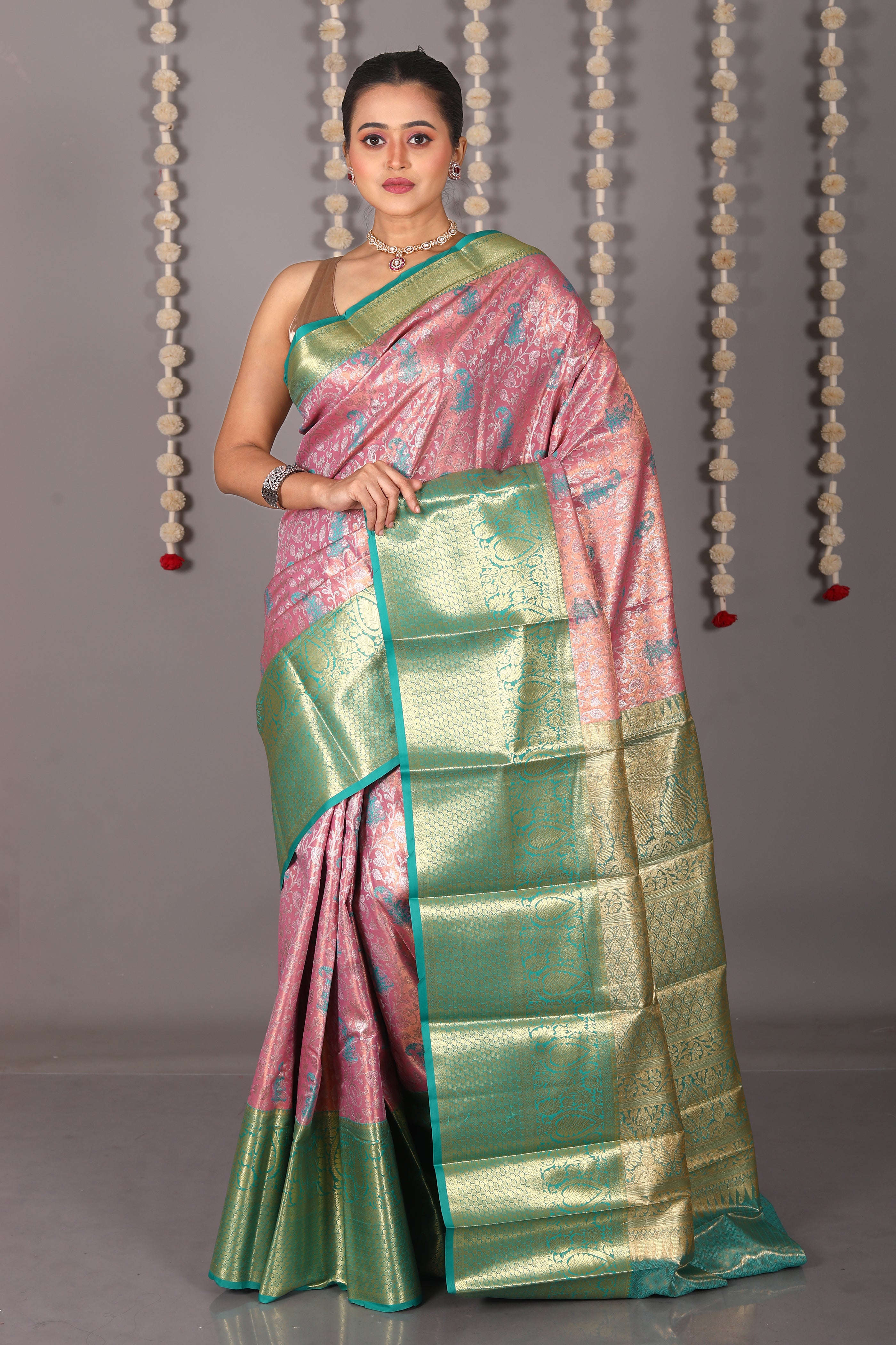 Pink Blended Tissue Kanjivaram Saree - Keya Seth Exclusive