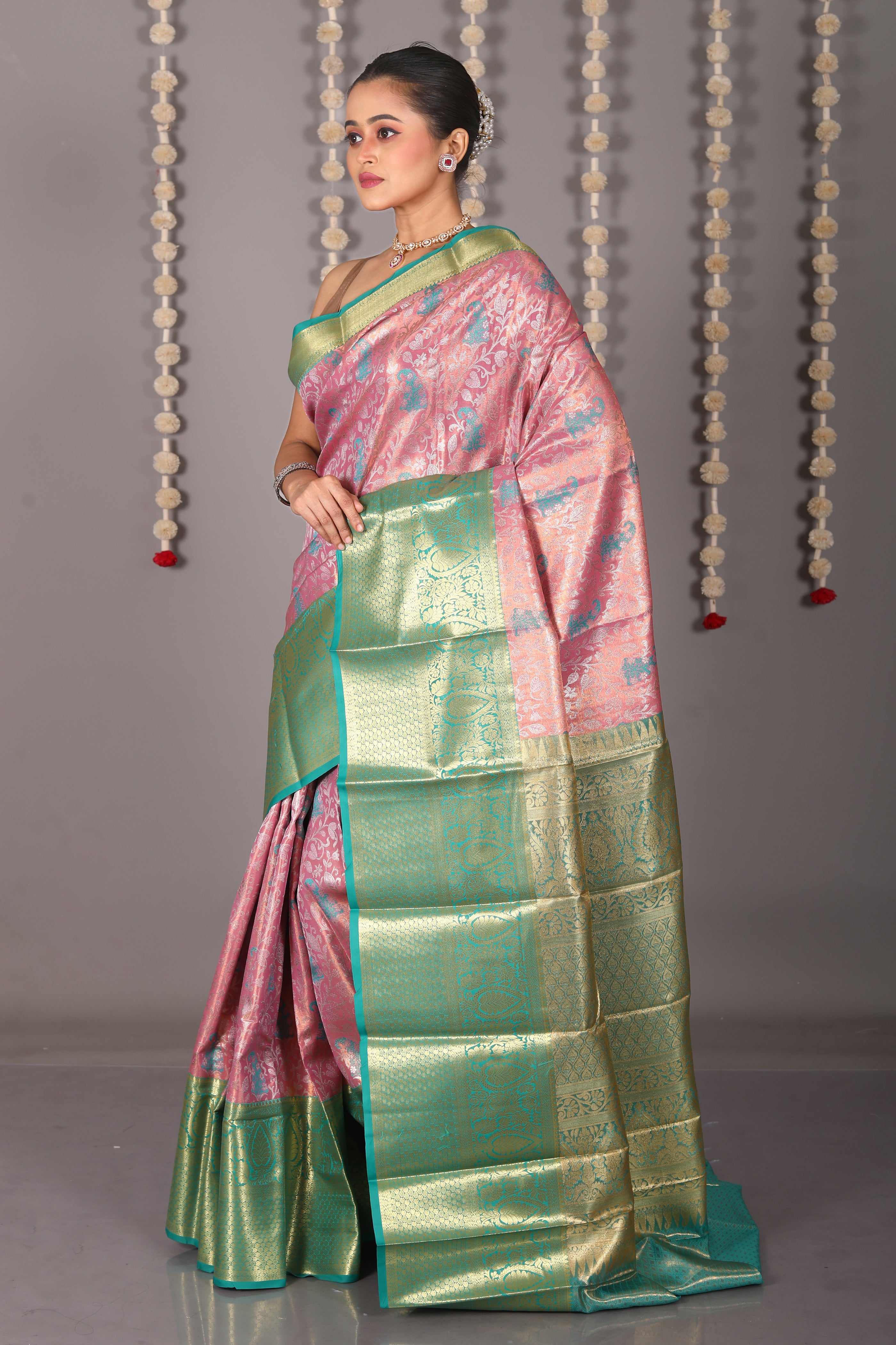 Pink Blended Tissue Kanjivaram Saree - Keya Seth Exclusive