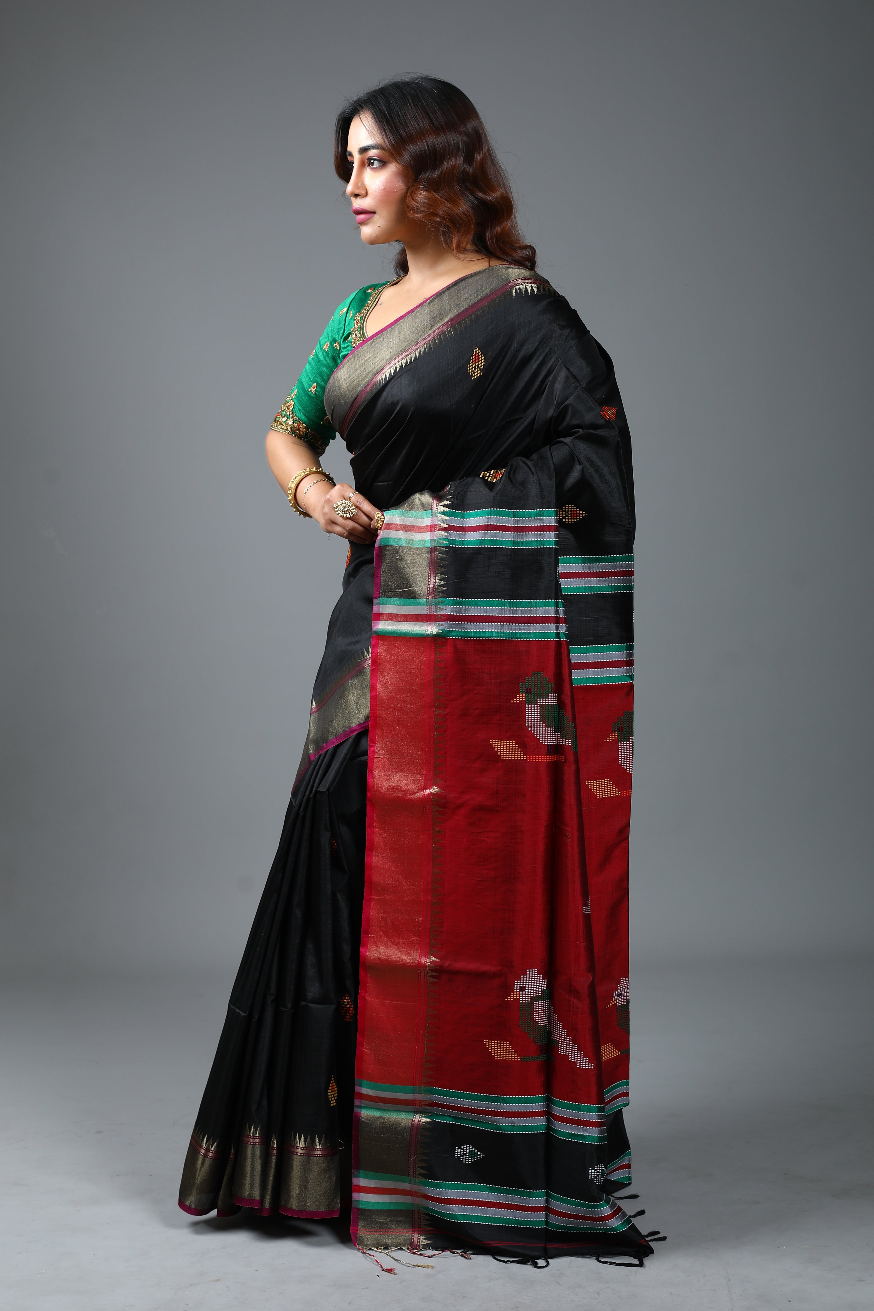 Black Pure Handloom Silk Saree