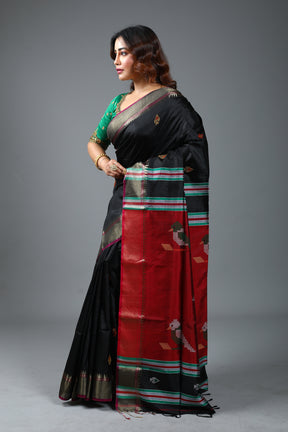 Black Pure Handloom Silk Saree