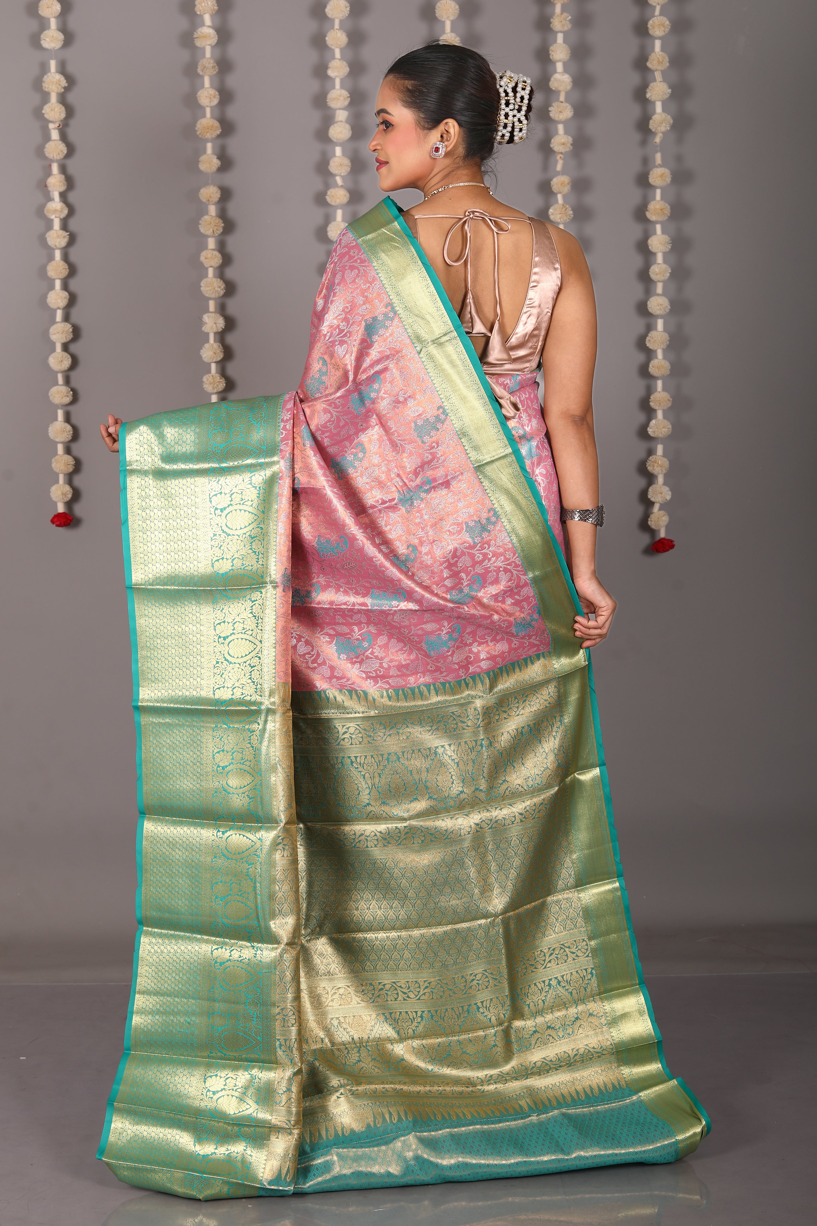 Pink Blended Tissue Kanjivaram Saree - Keya Seth Exclusive