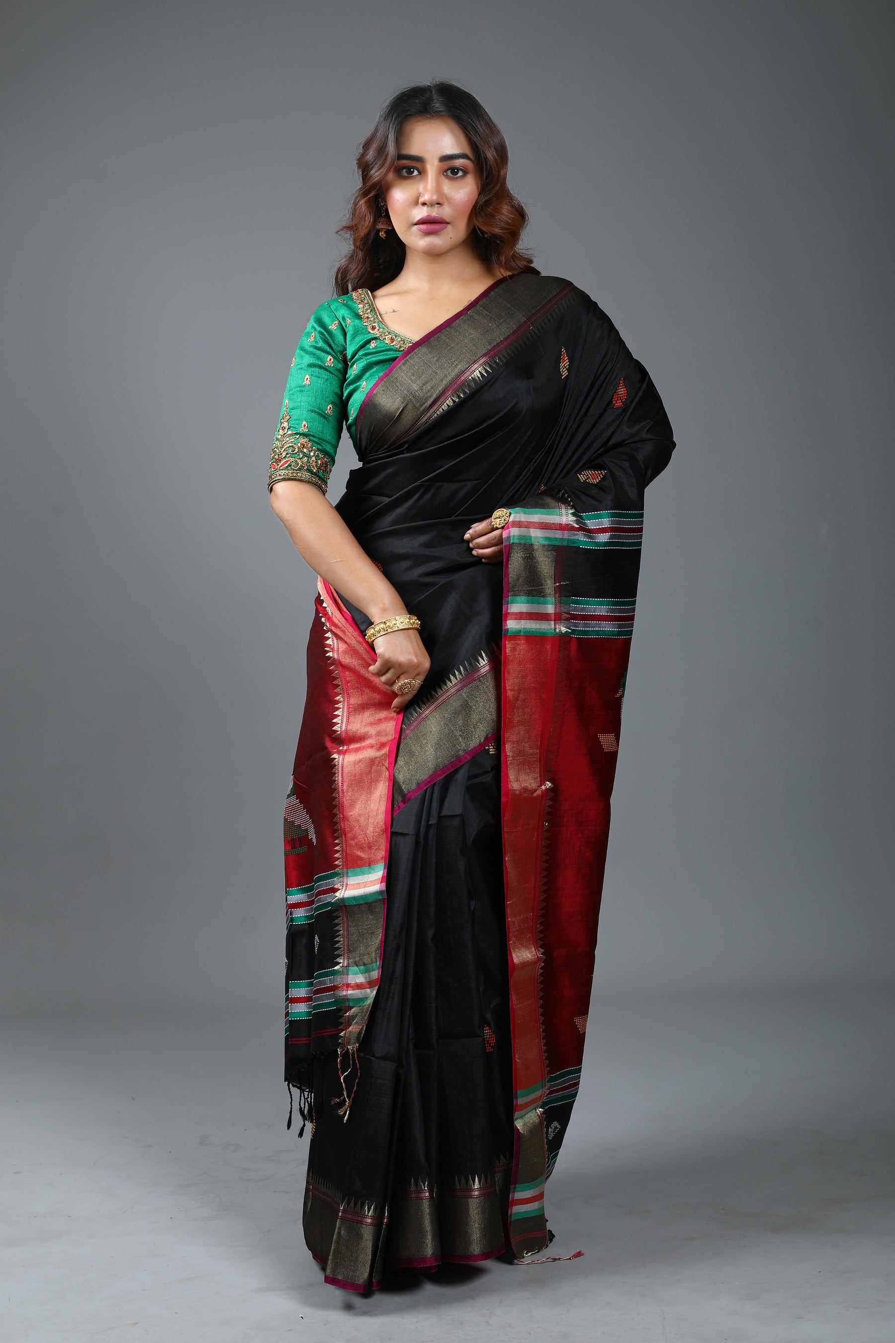 Black Pure Handloom Silk Saree