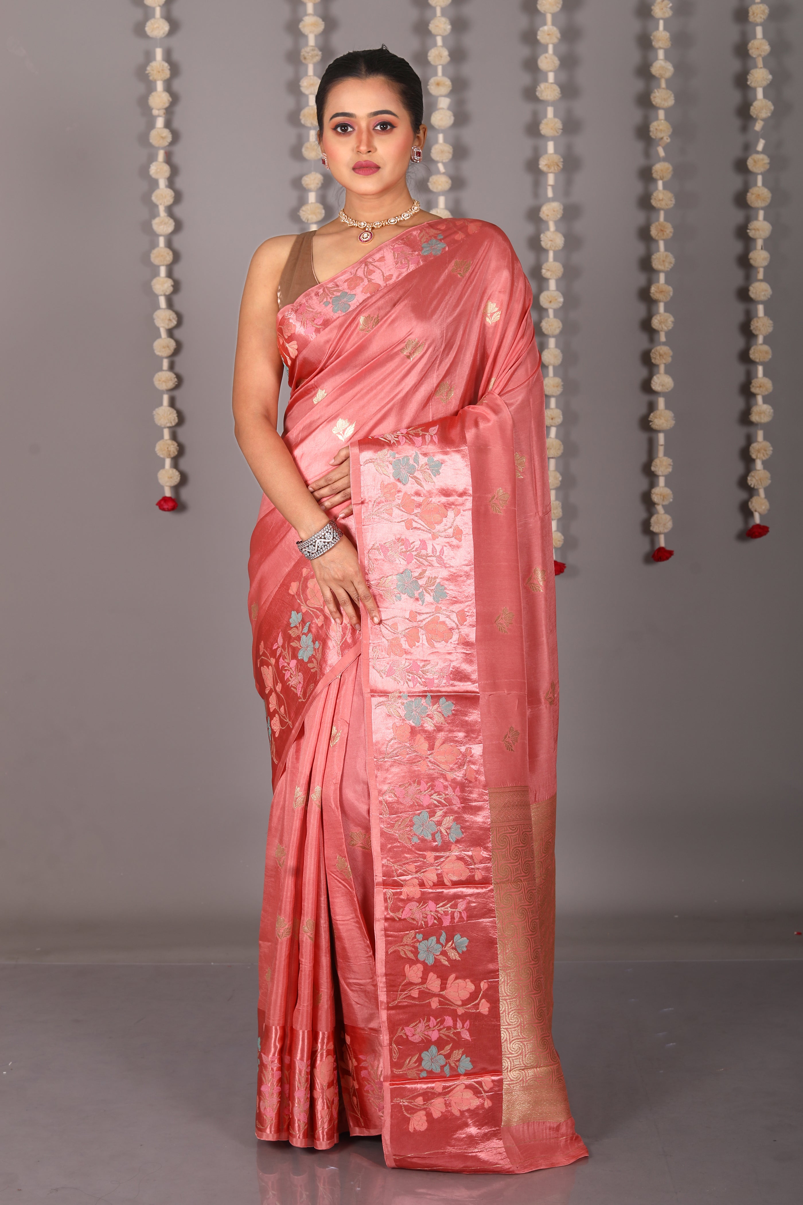 Peach Art Silk Saree - Keya Seth Exclusive