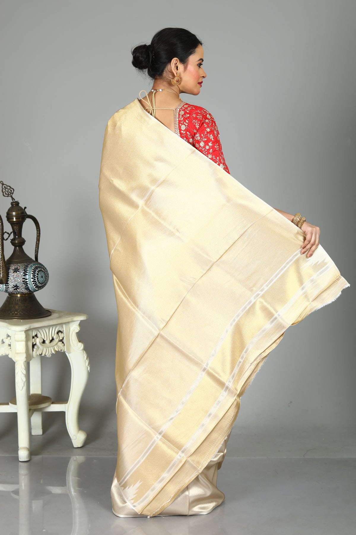 Golden Blended Tissue Silk Saree