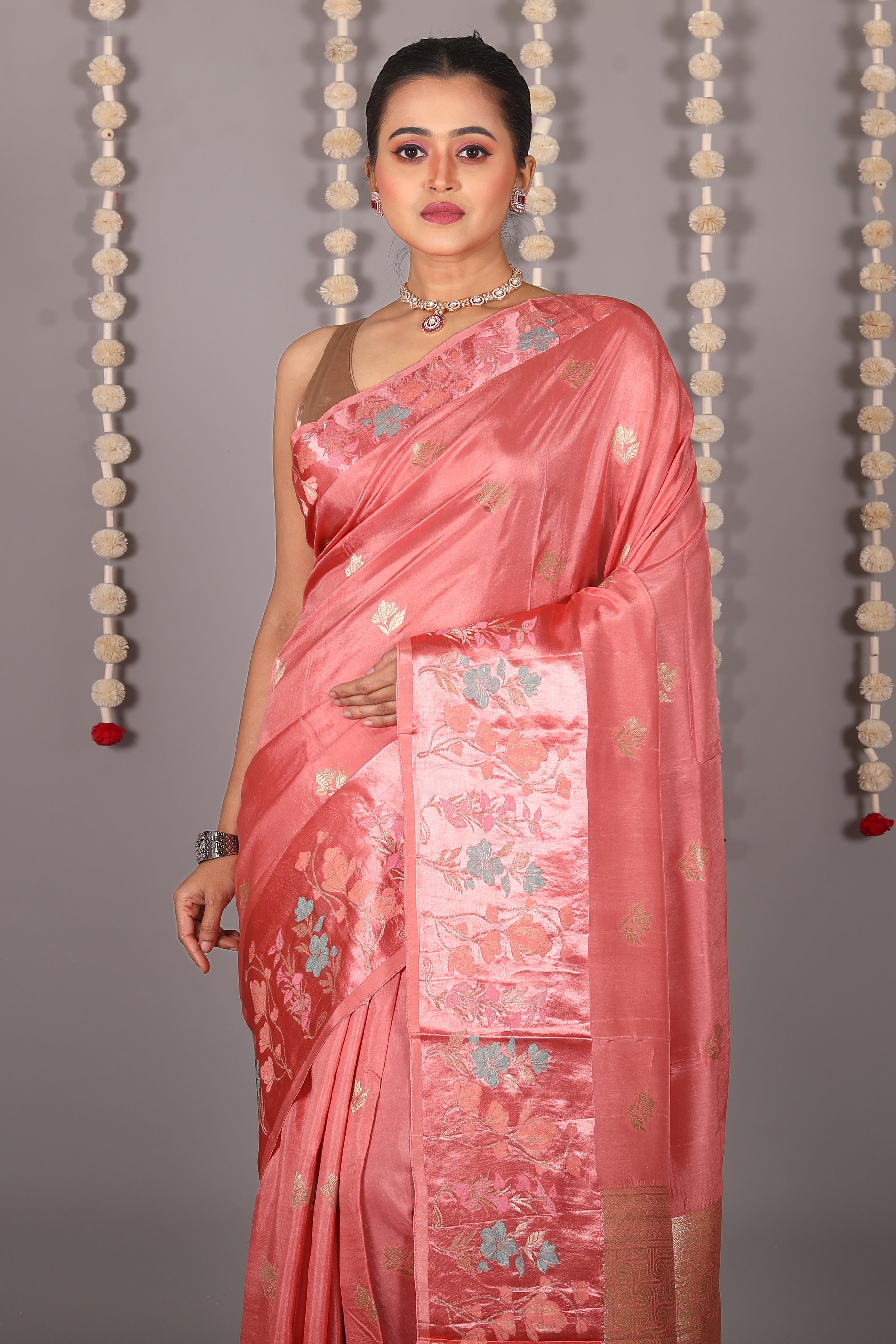 Peach Art Silk Saree - Keya Seth Exclusive