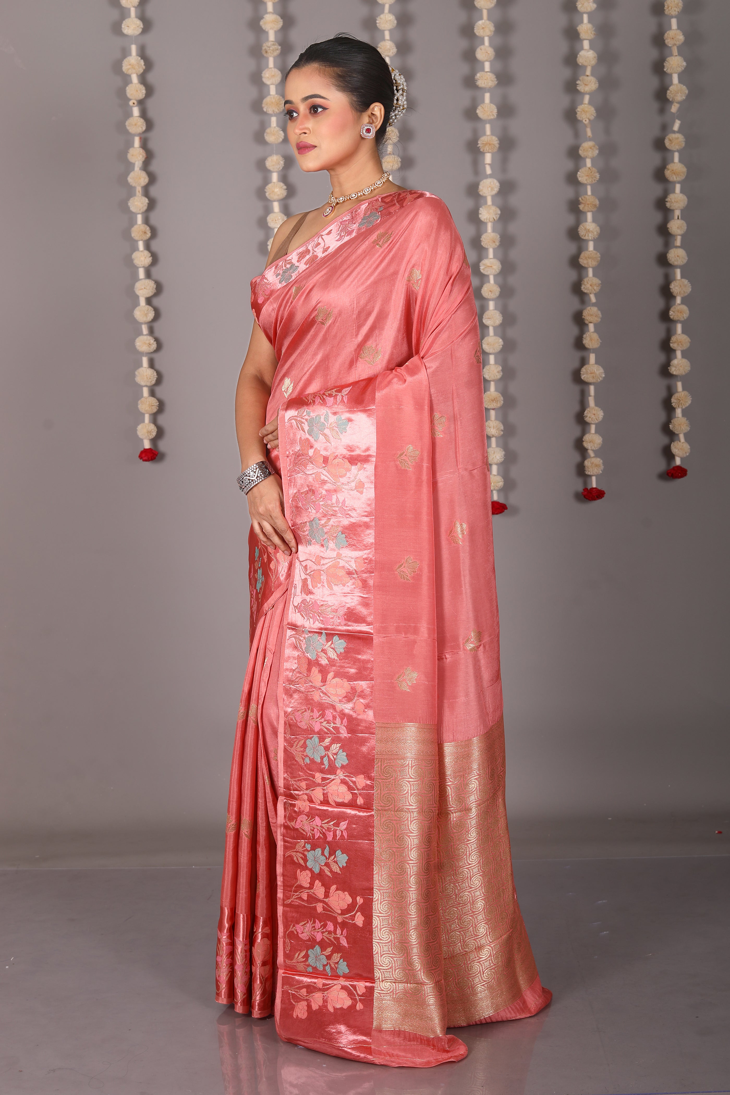 Peach Art Silk Saree - Keya Seth Exclusive