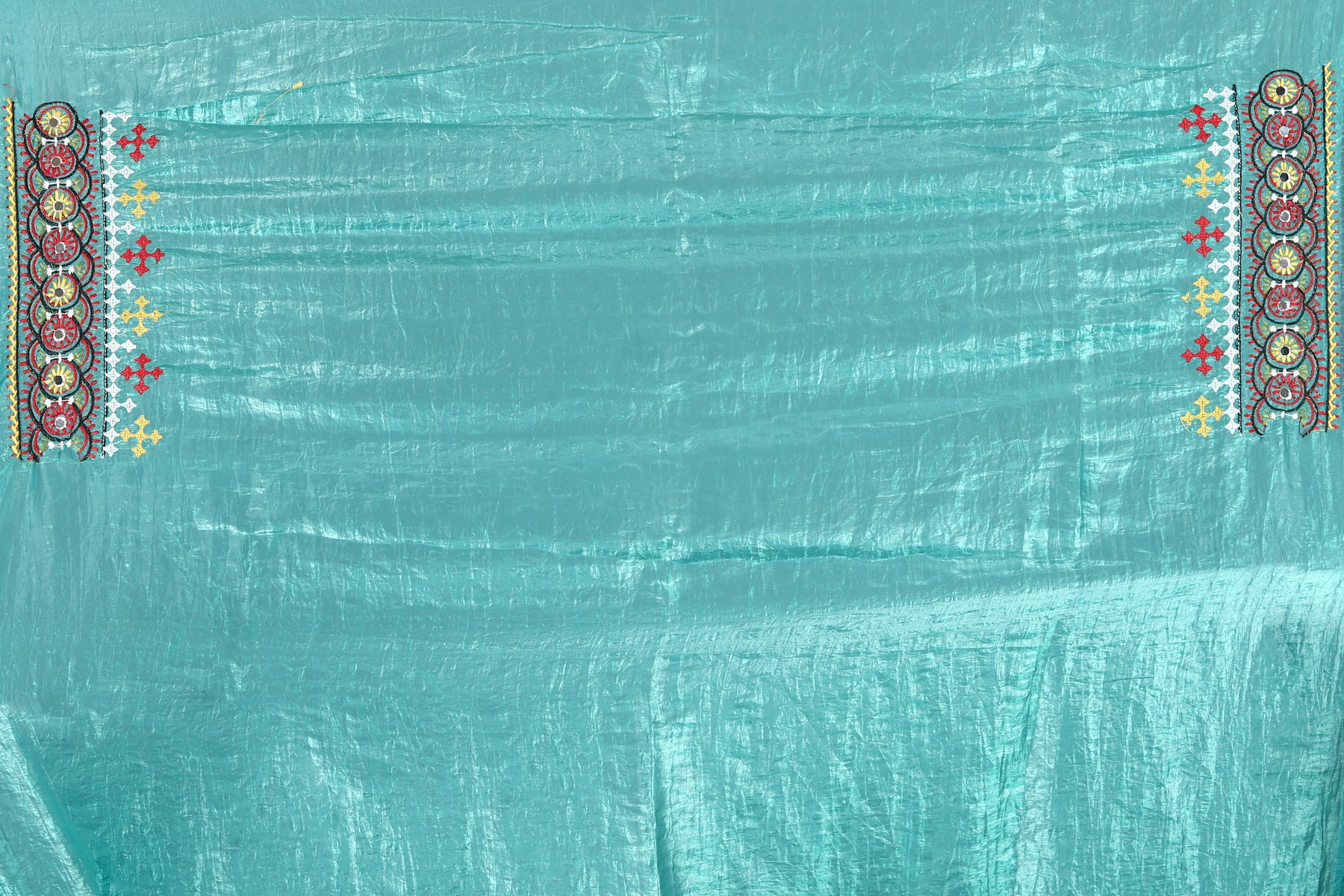 Blue Blended Silk with Threadwork
