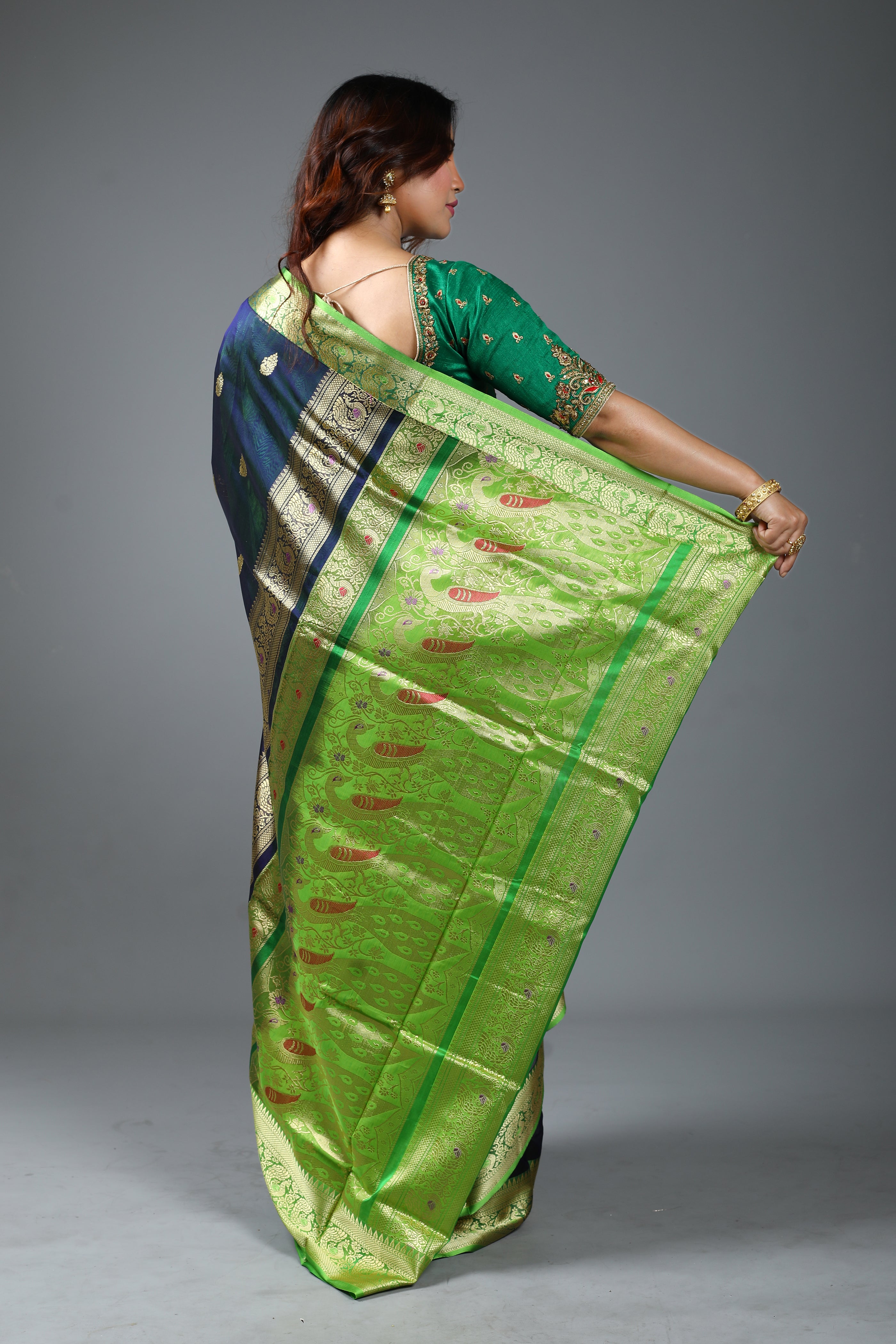 Navy Blue Blended Khaddi Saree
