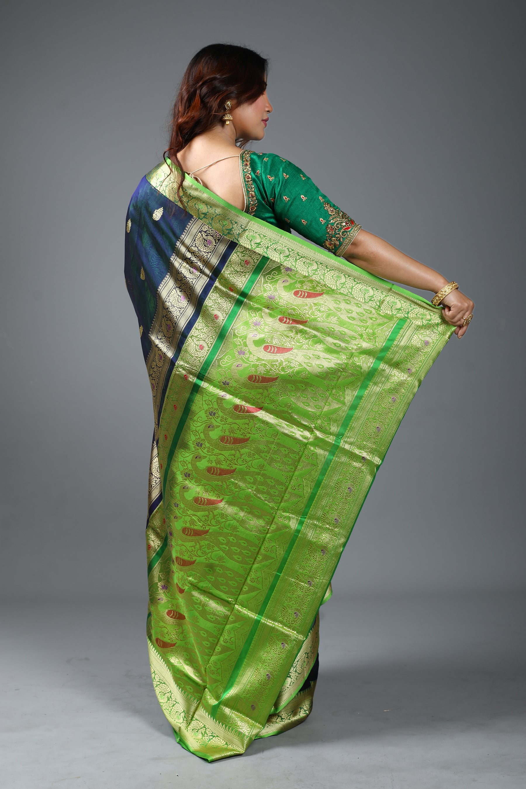 Navy Blue Blended Khaddi Saree