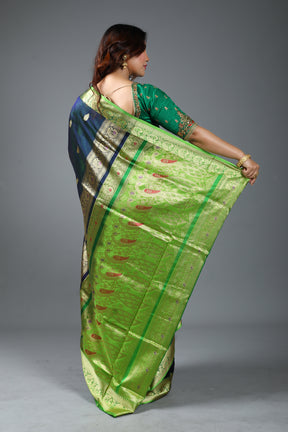 Navy Blue Blended Khaddi Saree