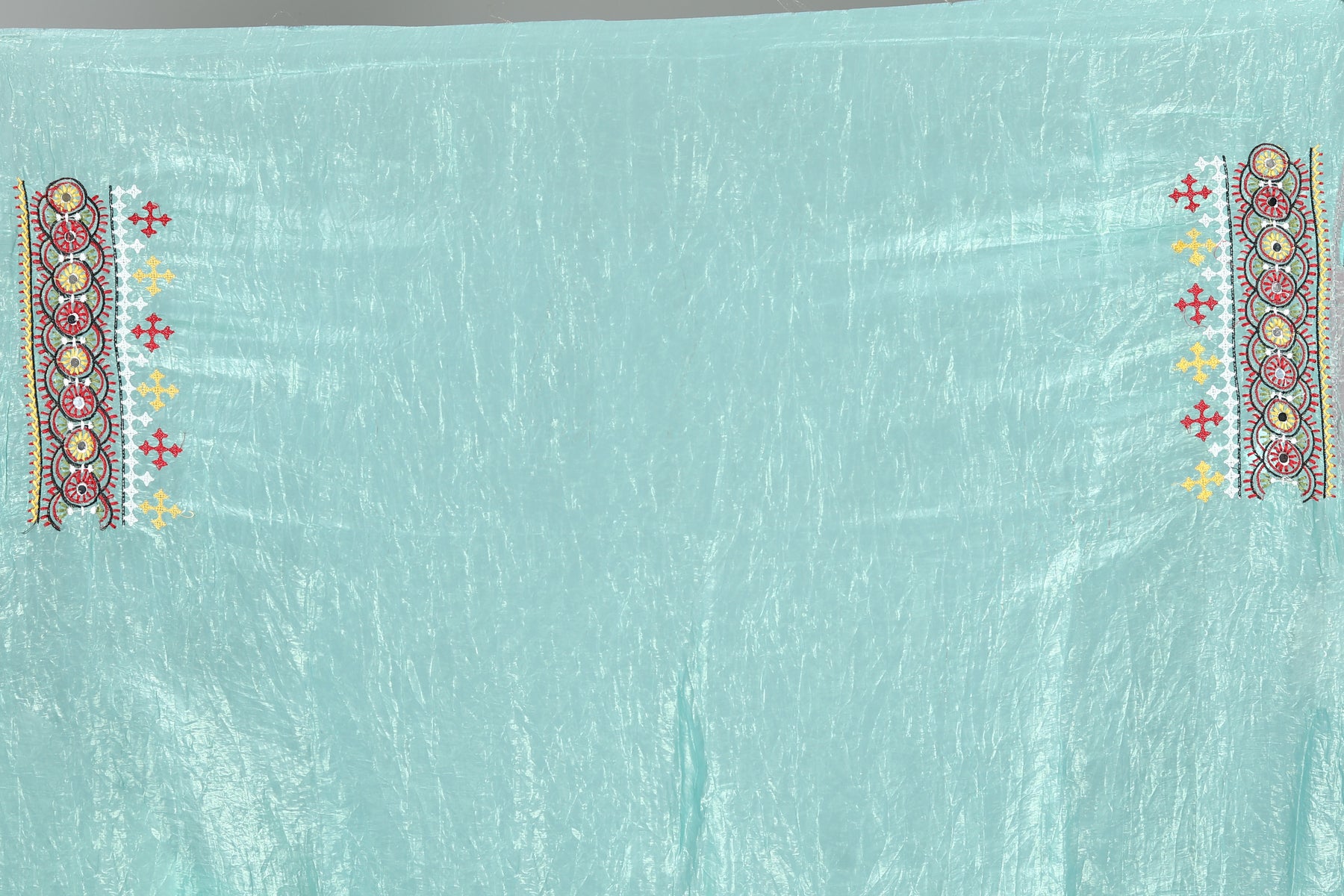 Light Blue Blended Silk Saree with Threadwork