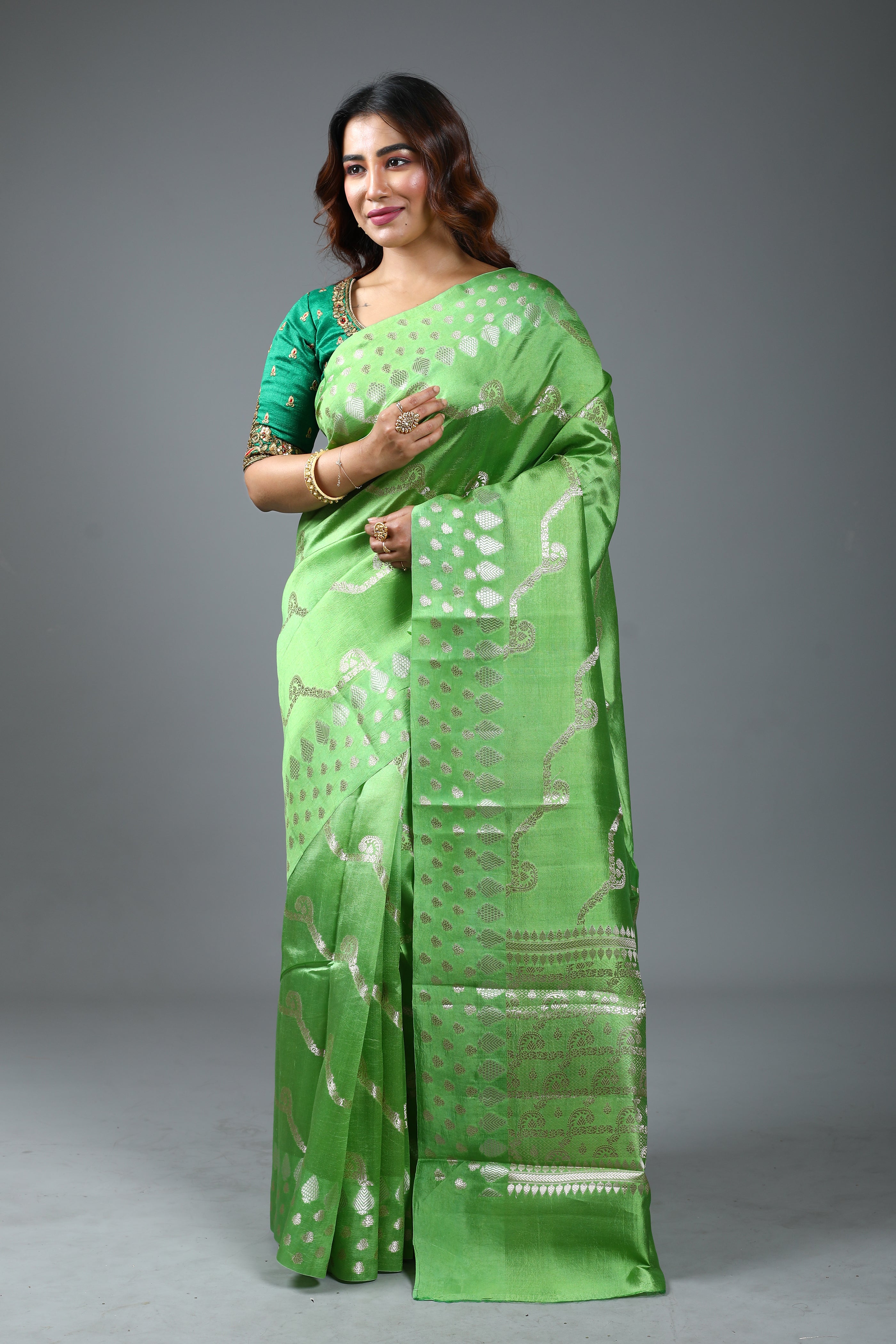 Pure Green Tissue Saree