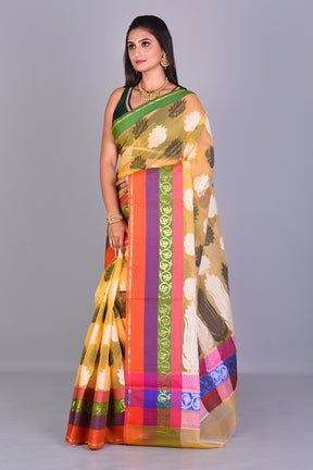 Fancy Yellow Silk Saree with Threadwork - Keya Seth Exclusive