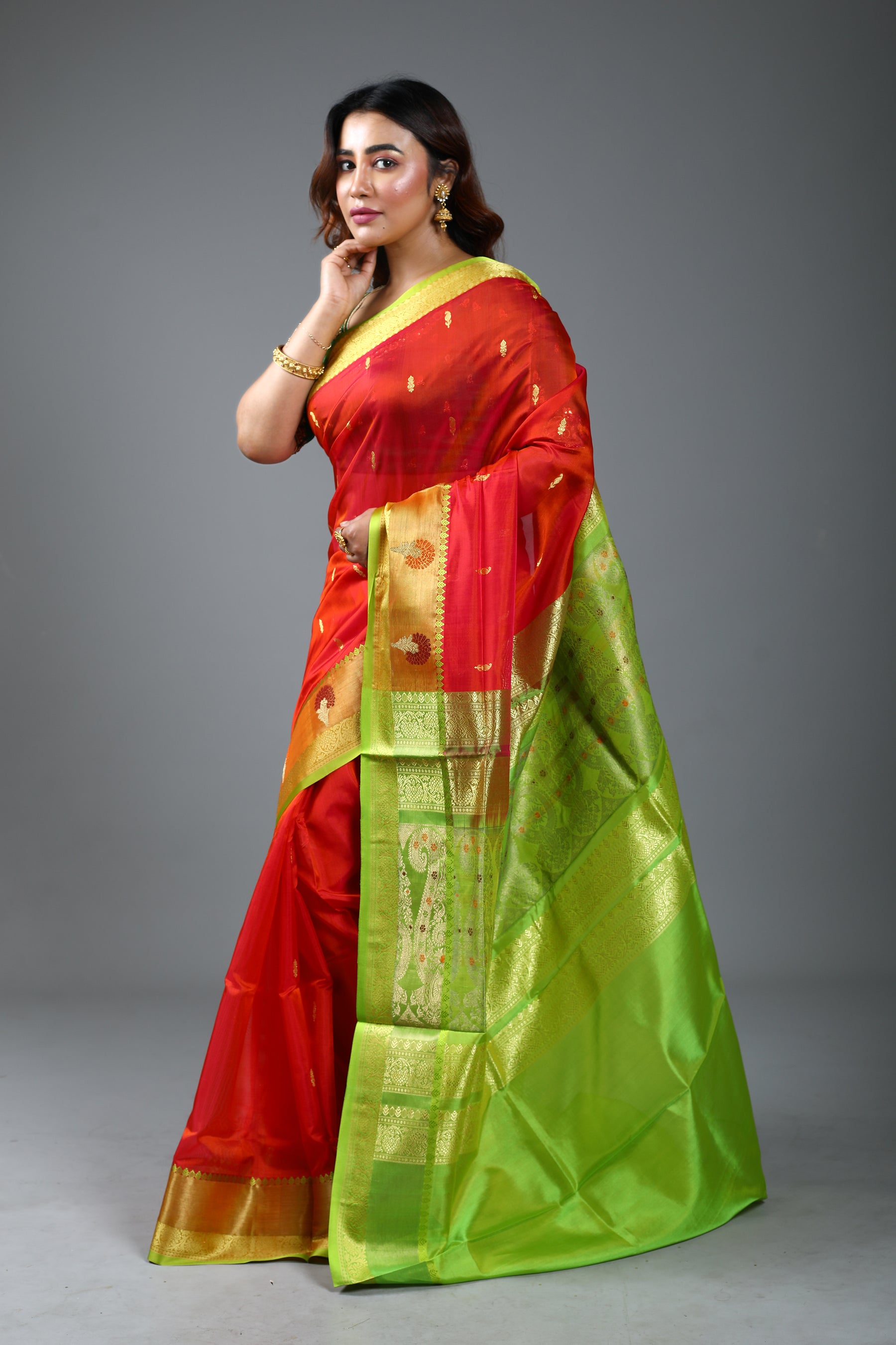 Red Blended Pattu Silk Saree