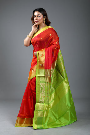Red Blended Pattu Silk Saree