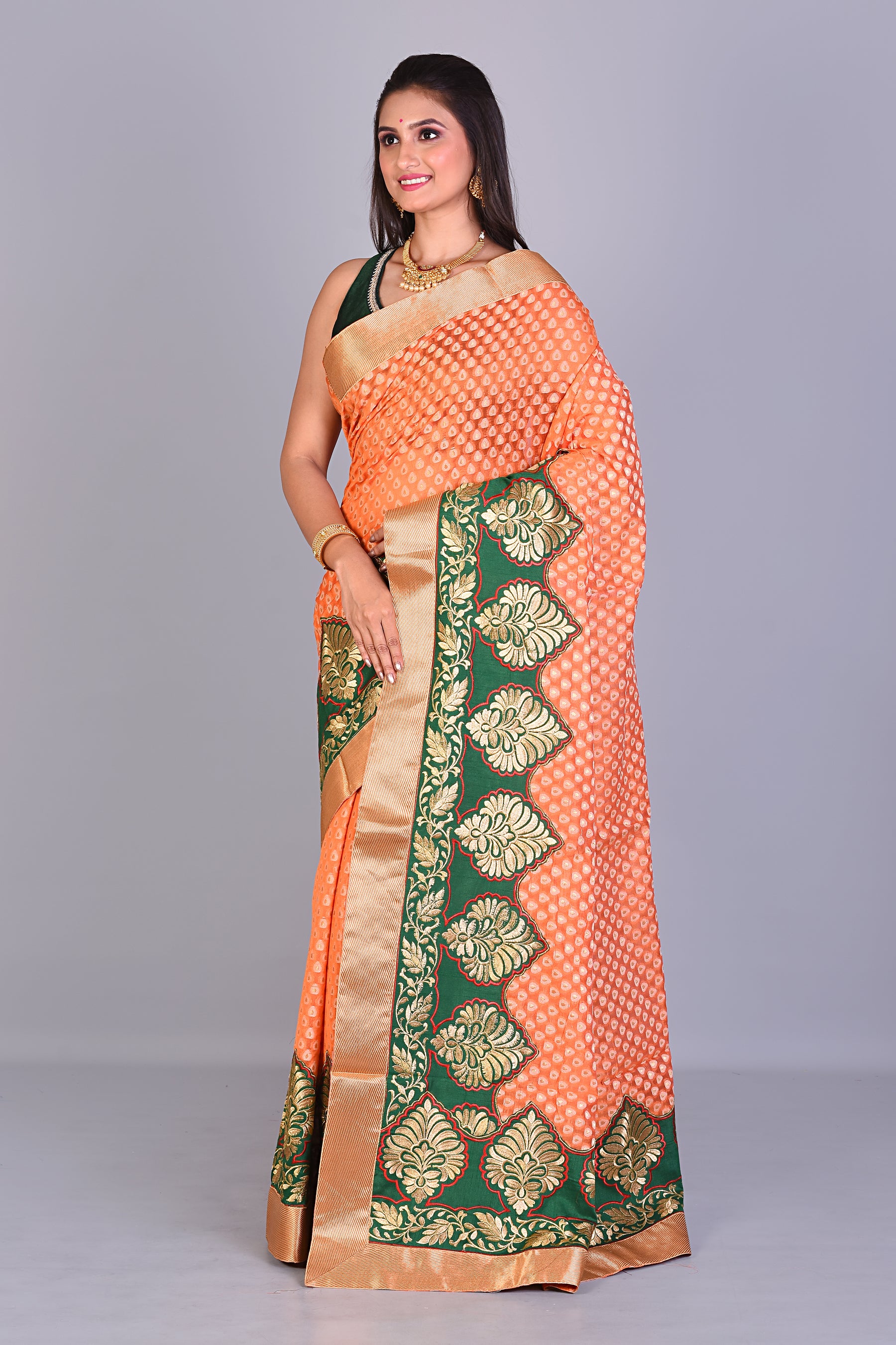 Fancy Orange Organza Saree - Keya Seth Exclusive