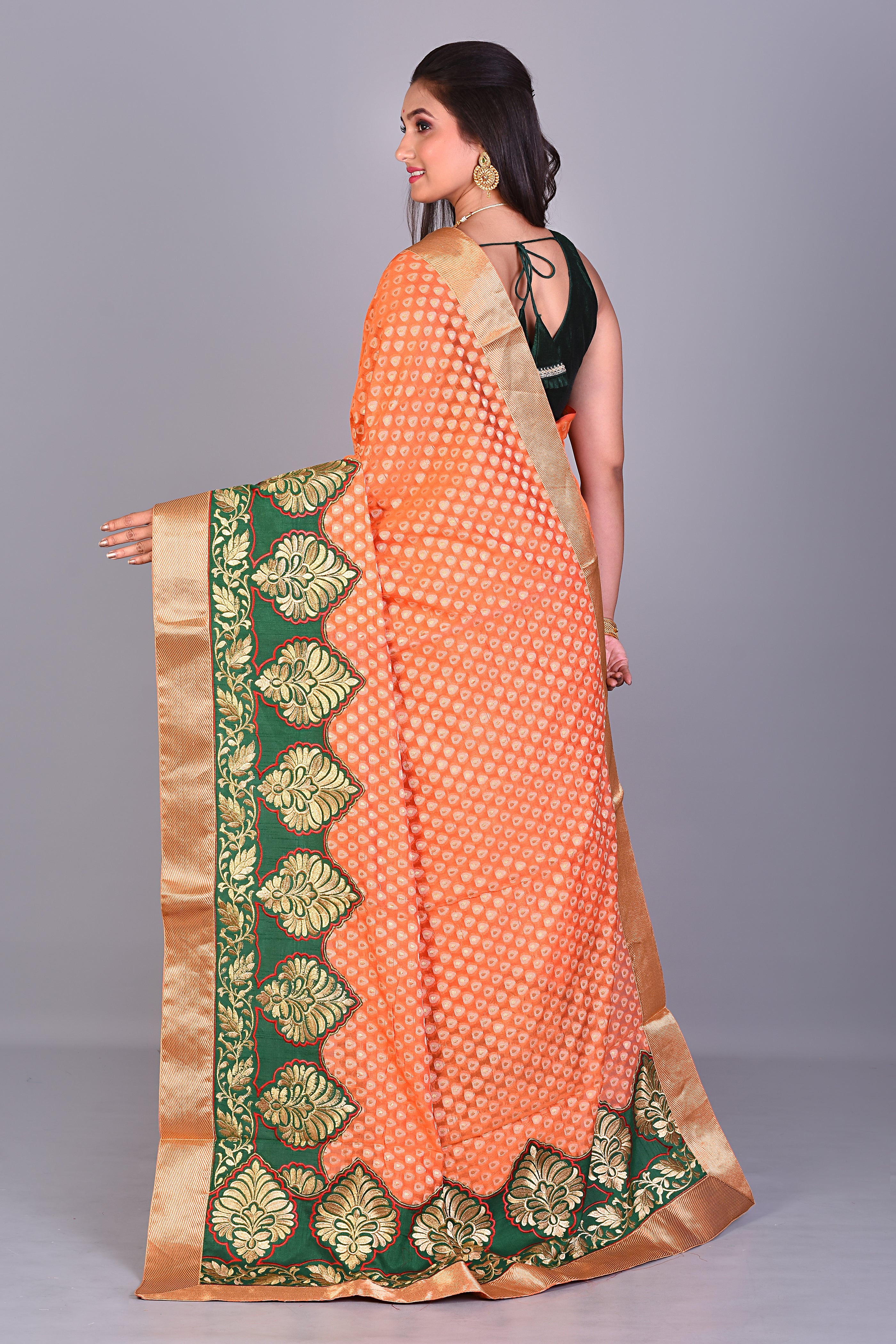 Fancy Orange Organza Saree - Keya Seth Exclusive