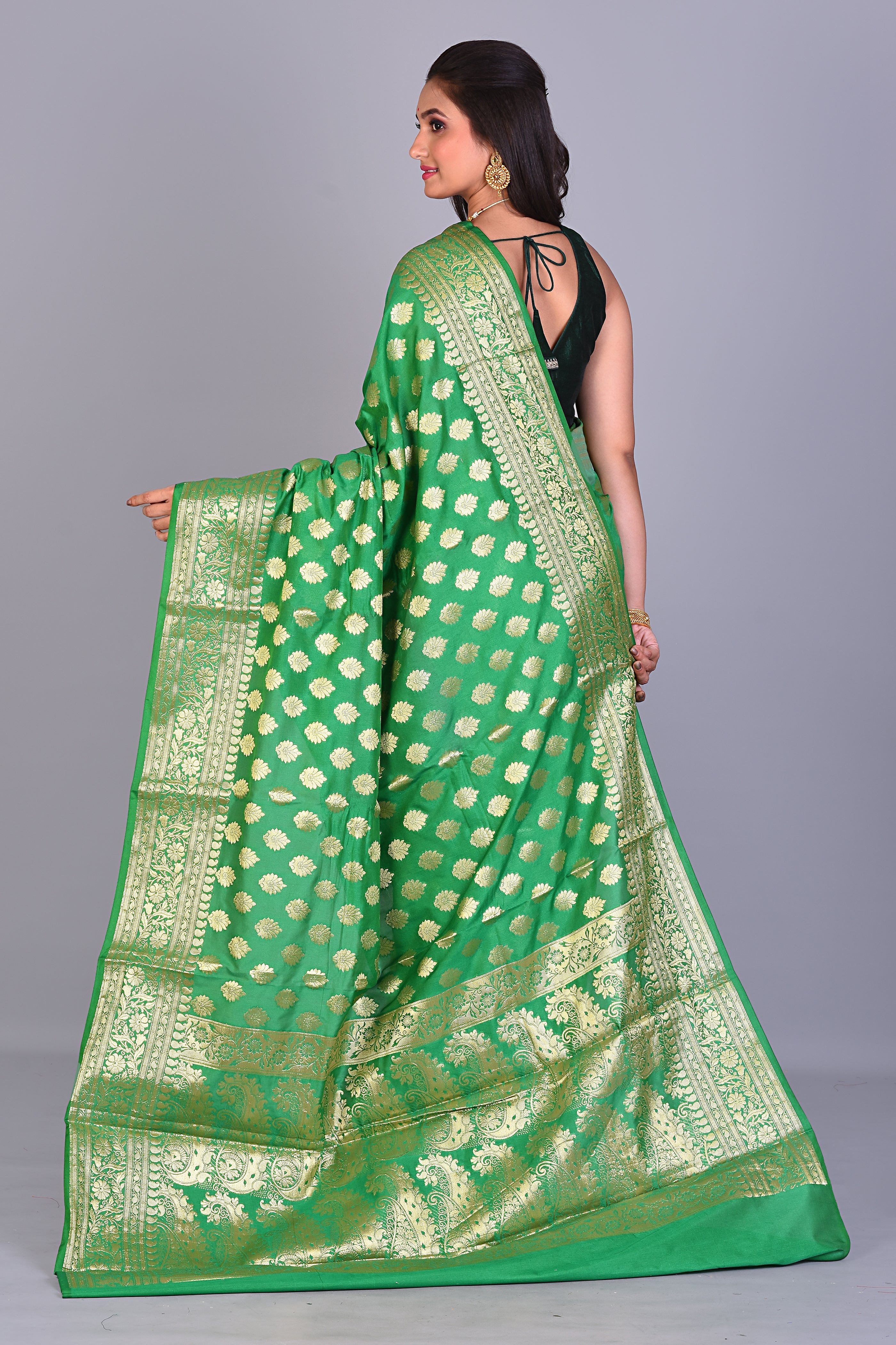 Fancy Green & Beige Half & Half Silk Saree - Keya Seth Exclusive