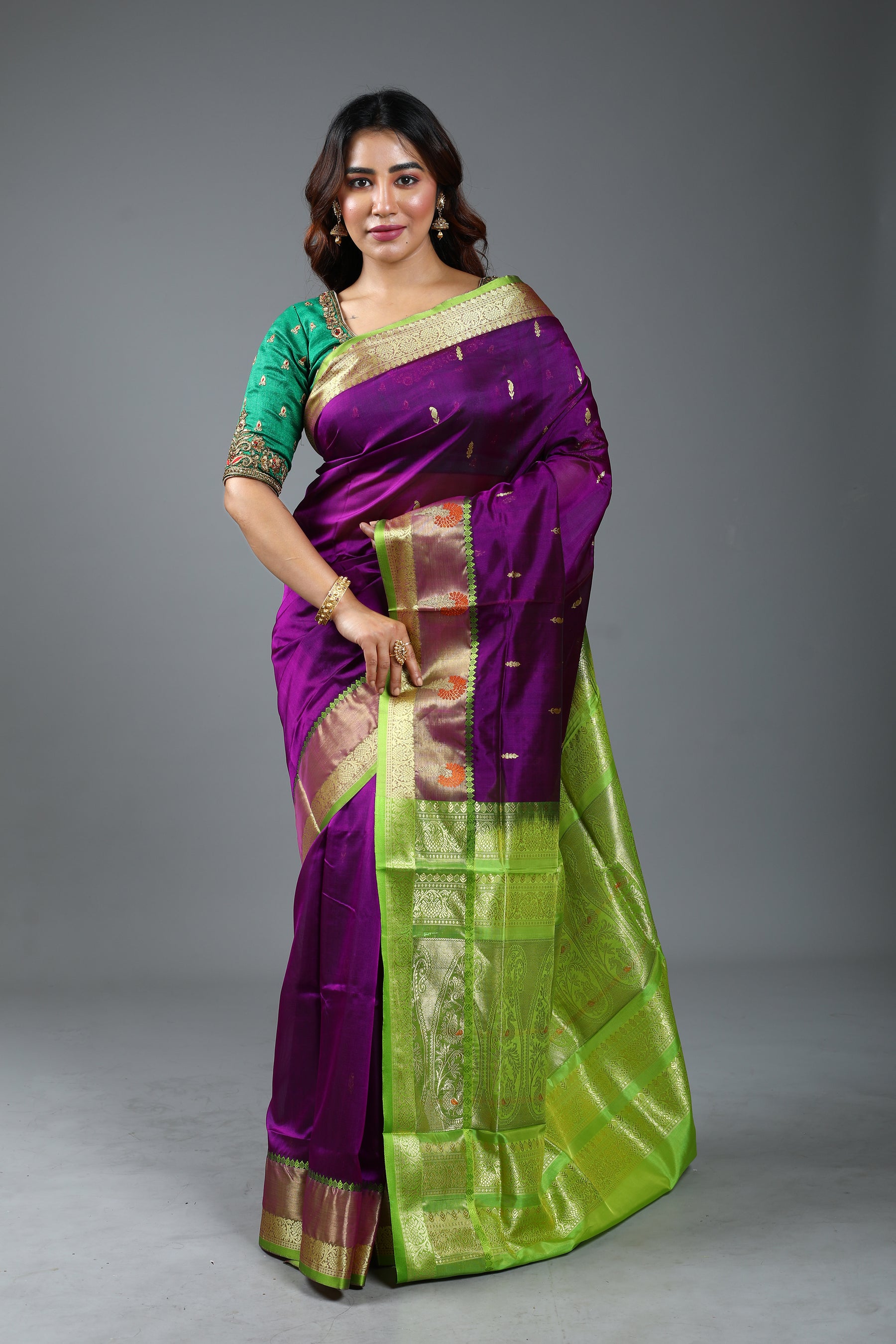 Violet Blended Pattu Silk Saree