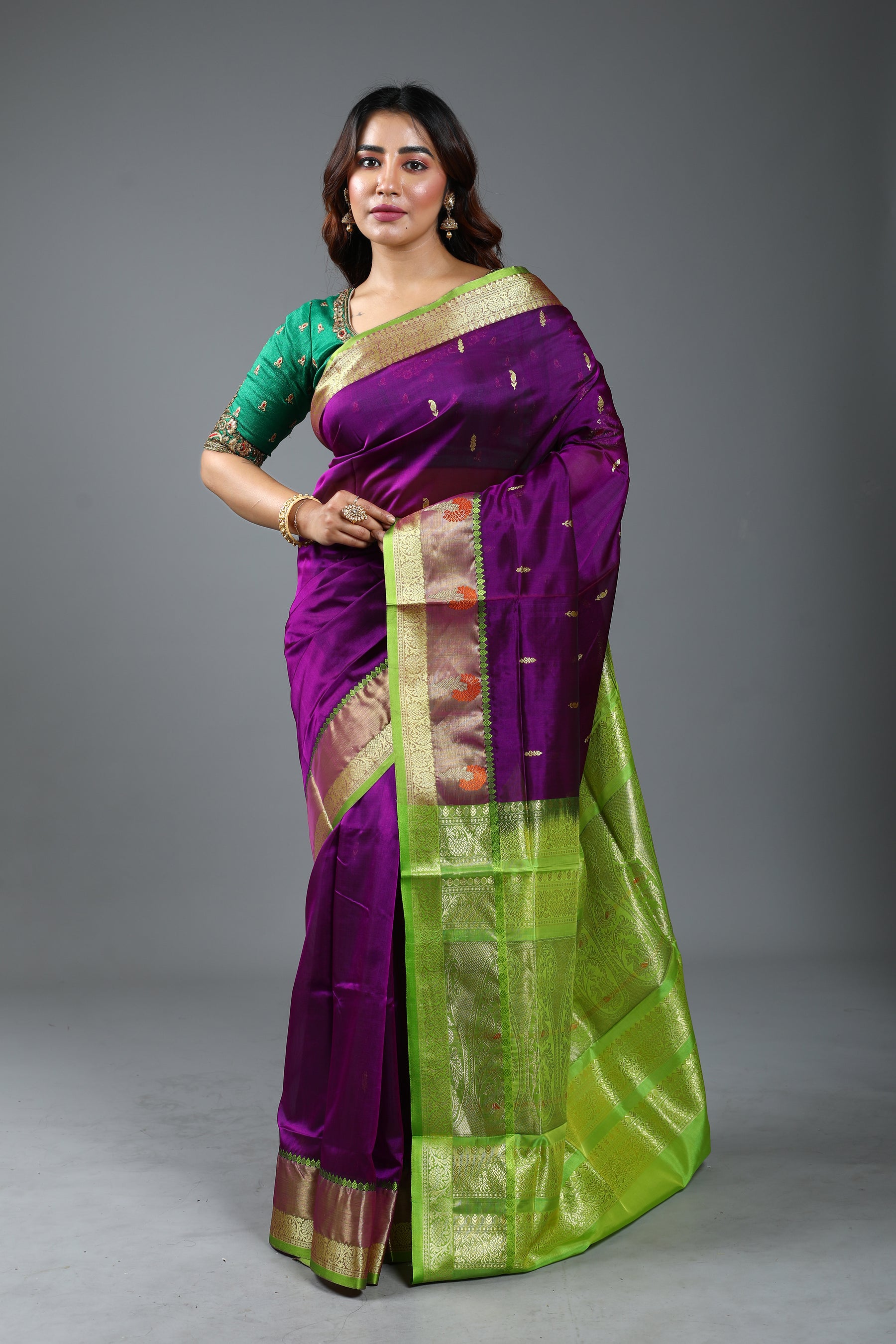 Violet Blended Pattu Silk Saree
