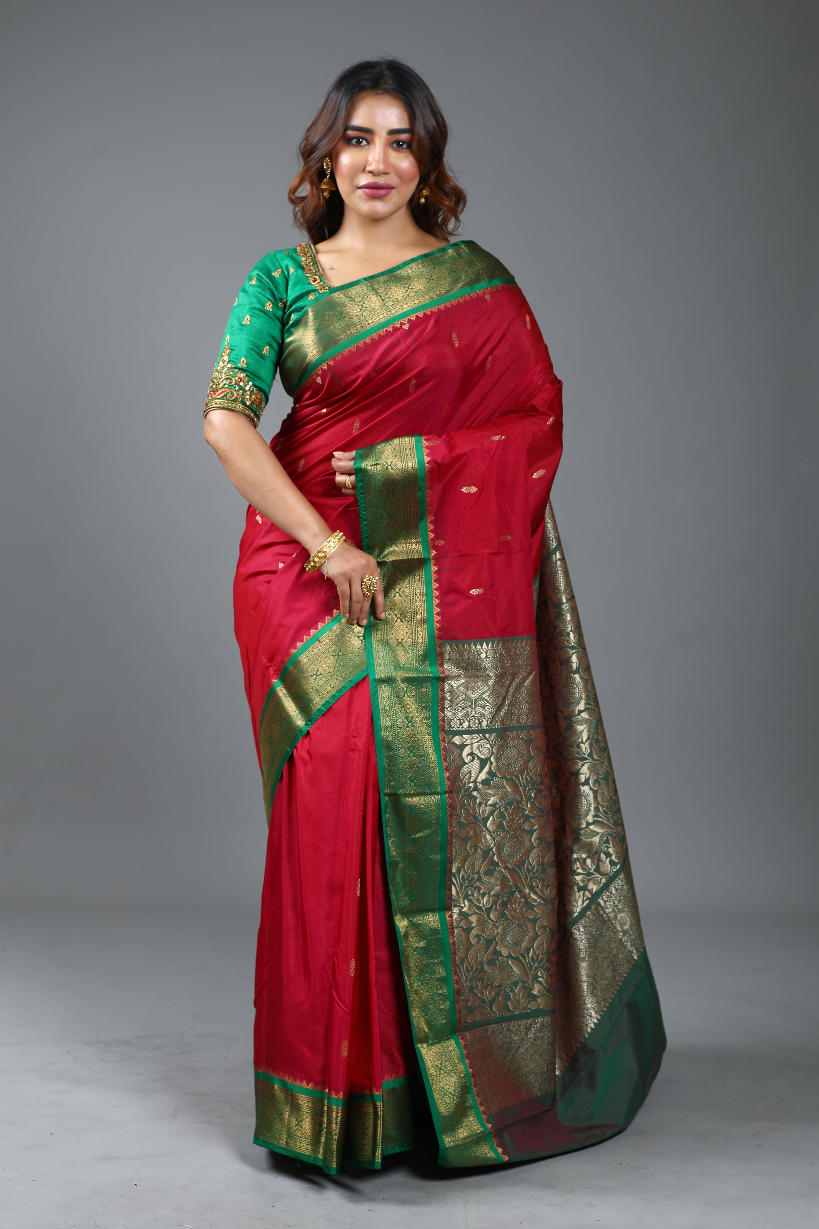 Maroon Blended Kanjivaram Silk Saree
