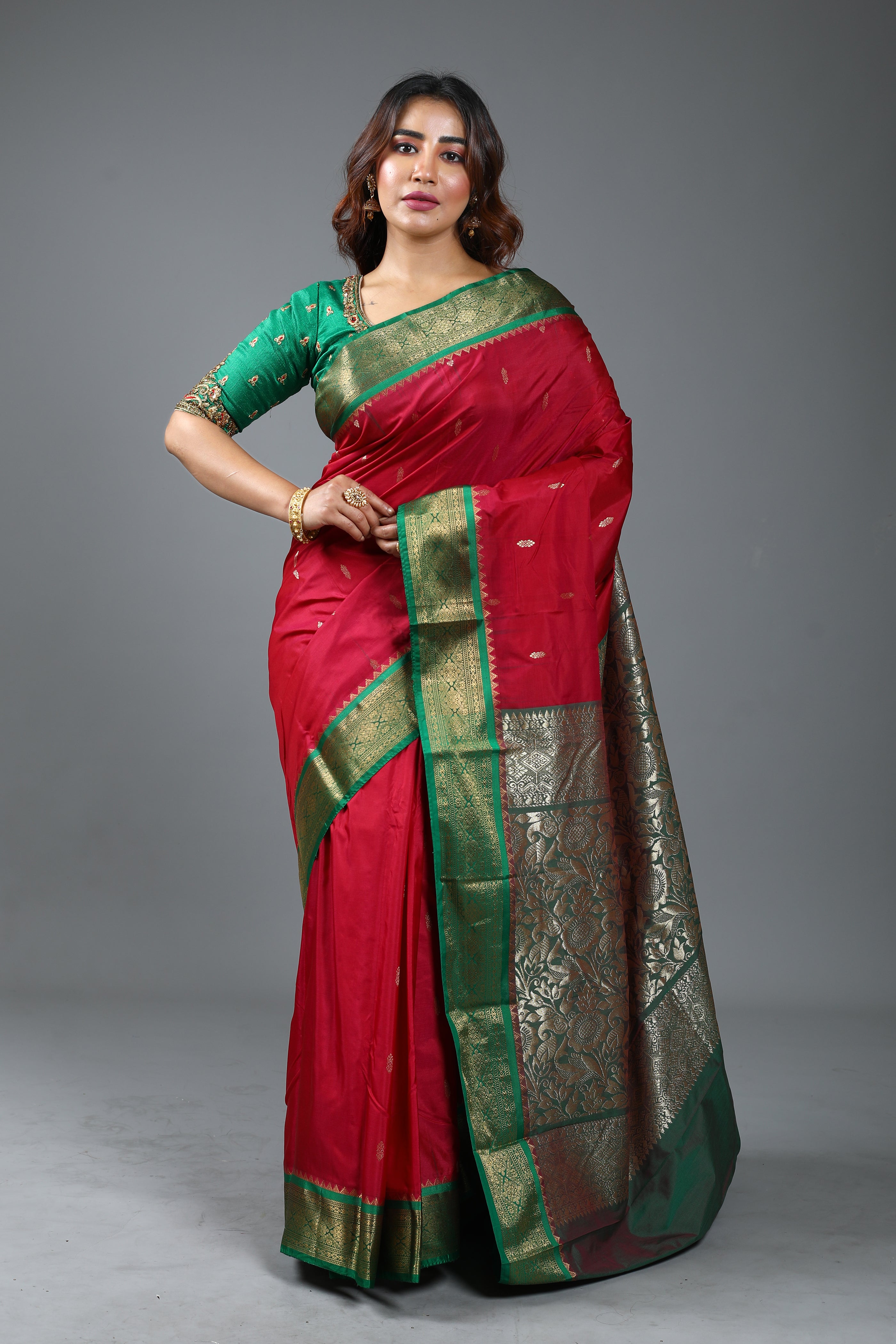 Maroon Blended Kanjivaram Silk Saree